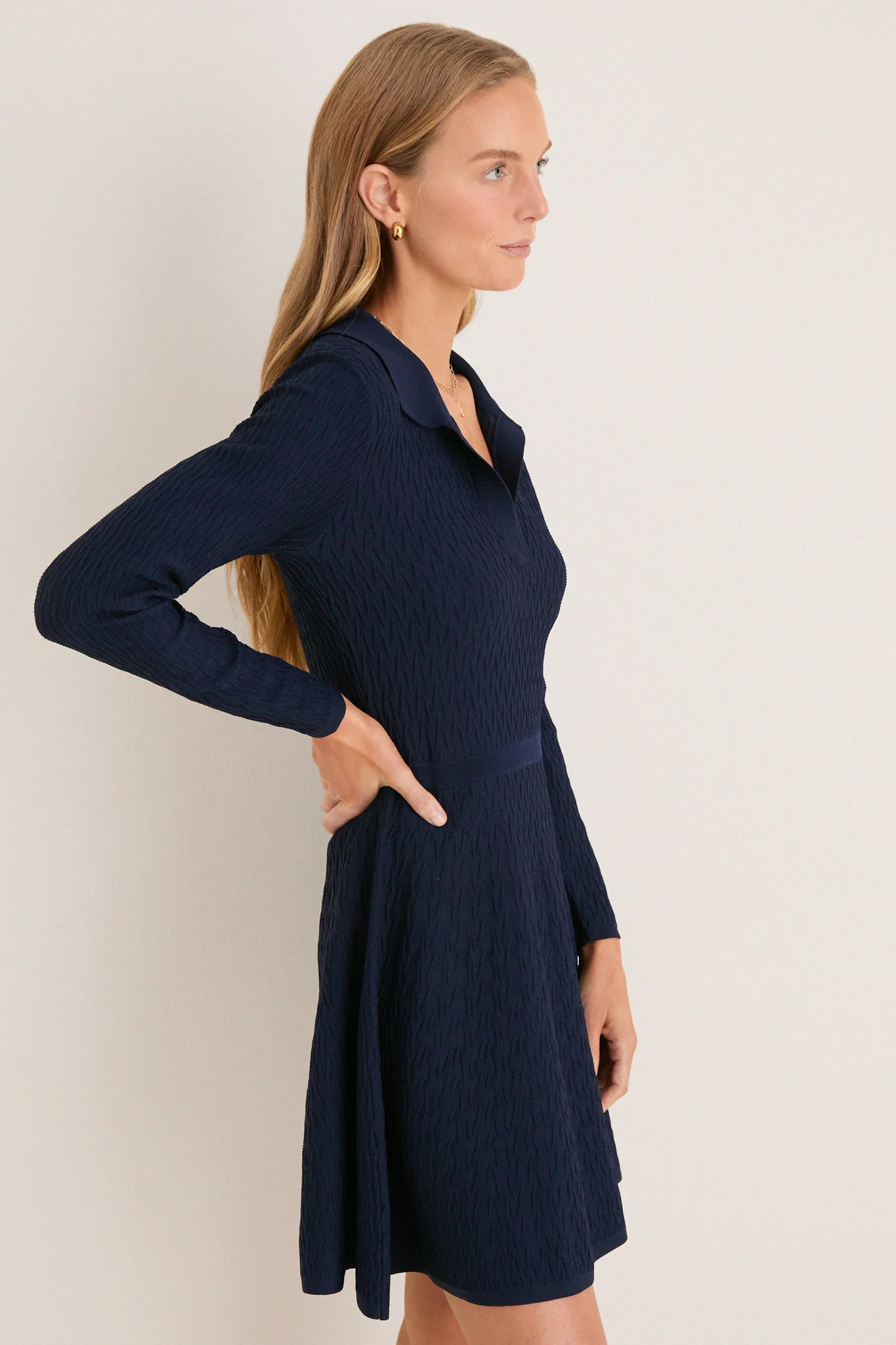 Navy Knit Jeanine Polo Dress - Image 3