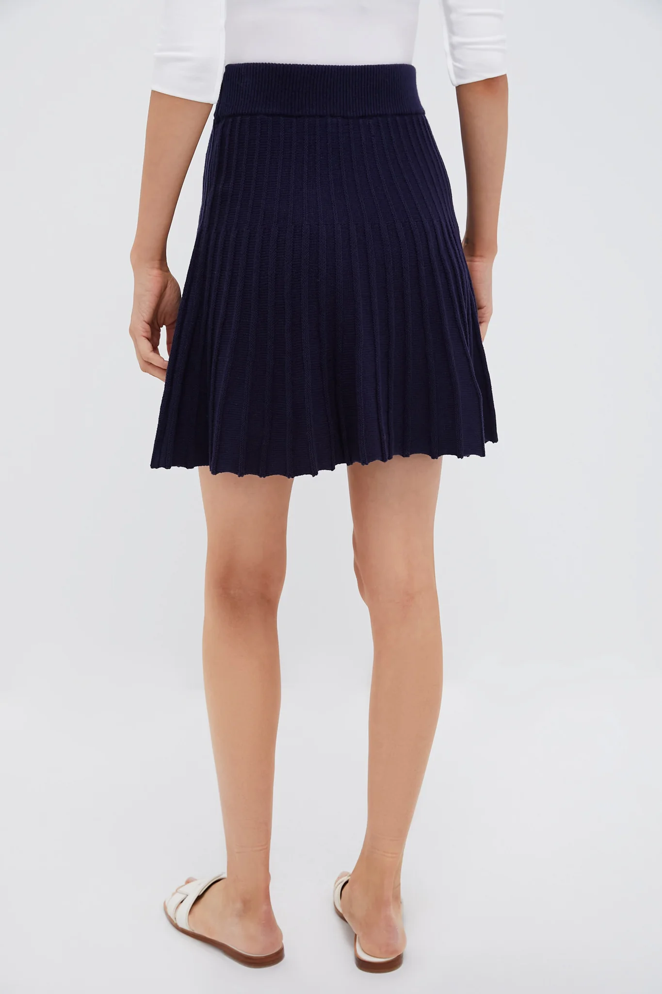 Navy Knit Pleated Saylor Skirt - Image 4