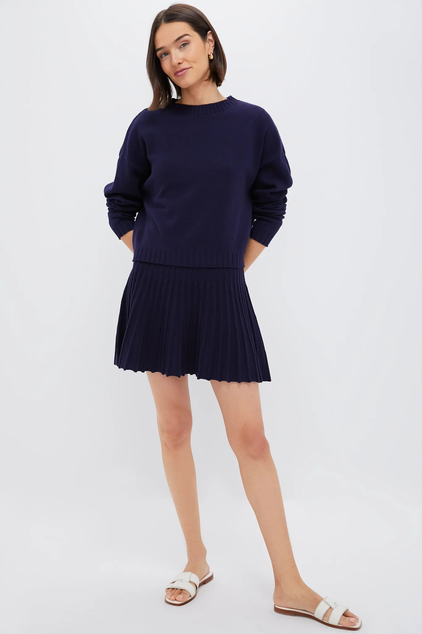 Navy Knit Pleated Saylor Skirt - Image 6