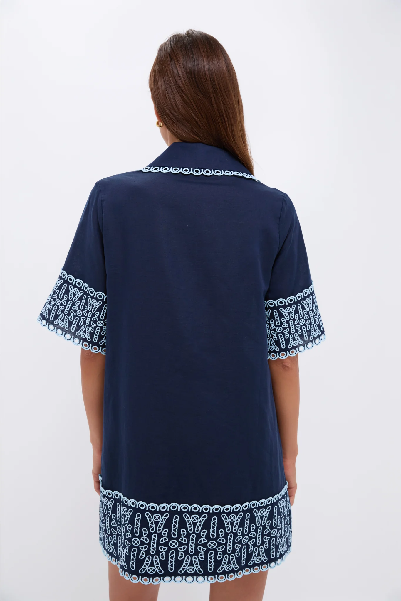 Navy Linen Eyelet Delphine Dress - Image 4