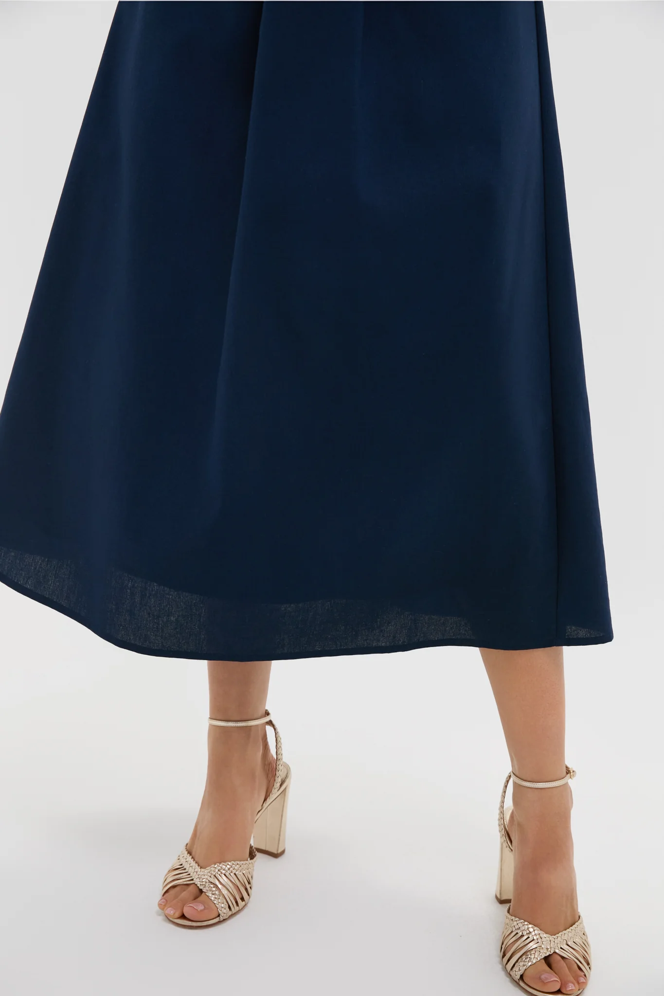 Navy Linen Front Pleated Zoe Dress - Image 5