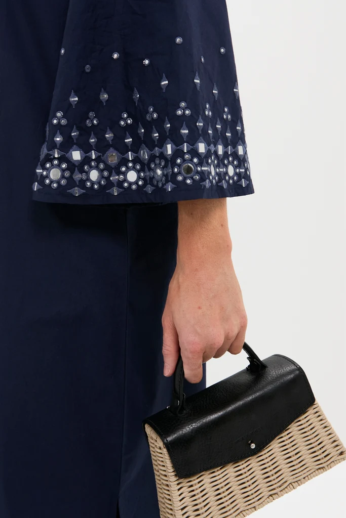 Navy Mirror Embellished Lorena Caftan - Image 6