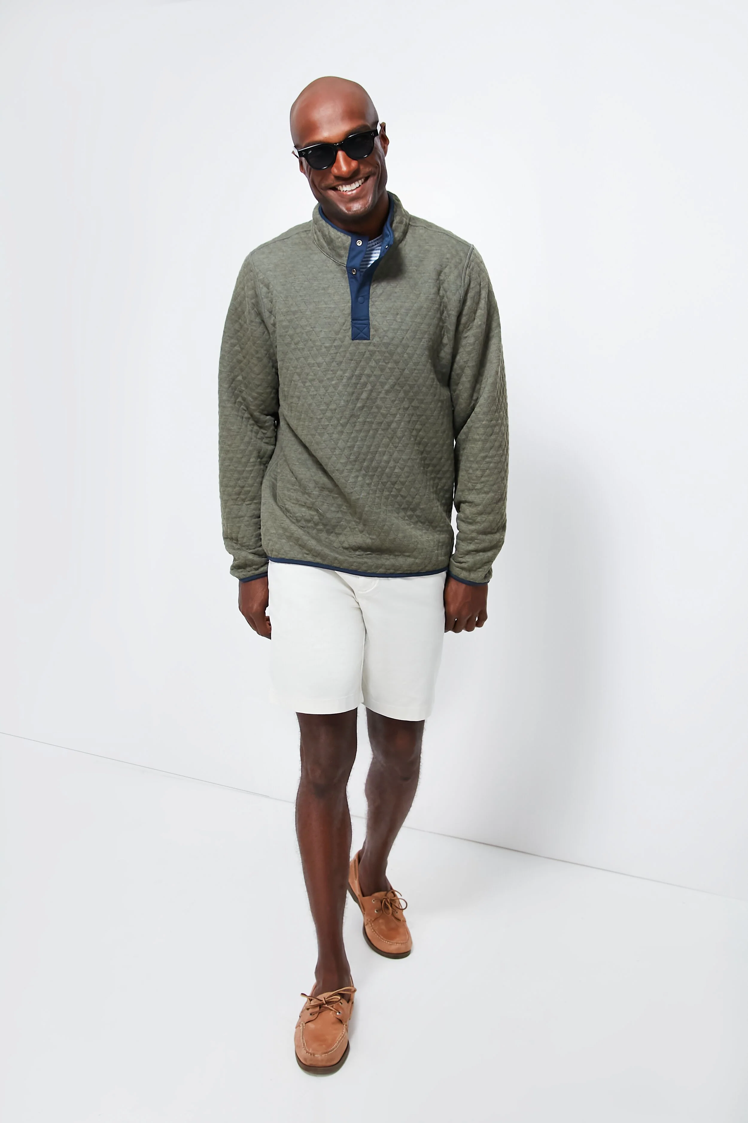 Navy Olive Heather Corbet Reversible Pullover - Image 10