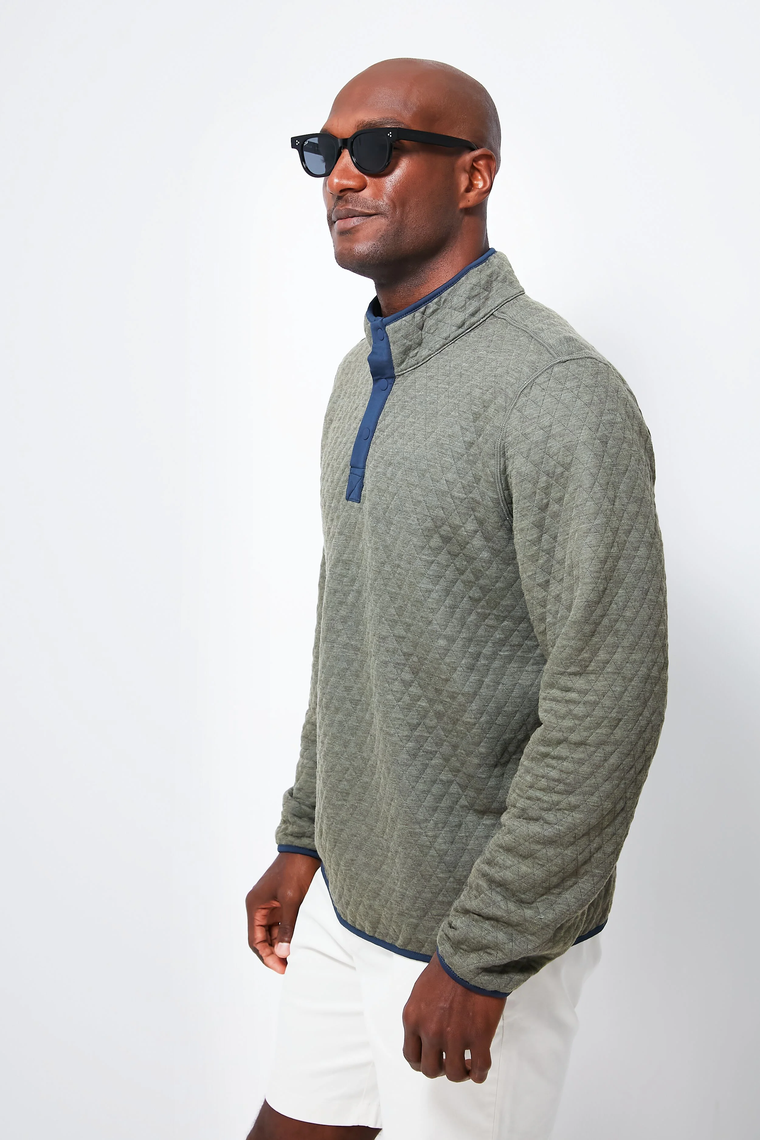 Navy Olive Heather Corbet Reversible Pullover - Image 6