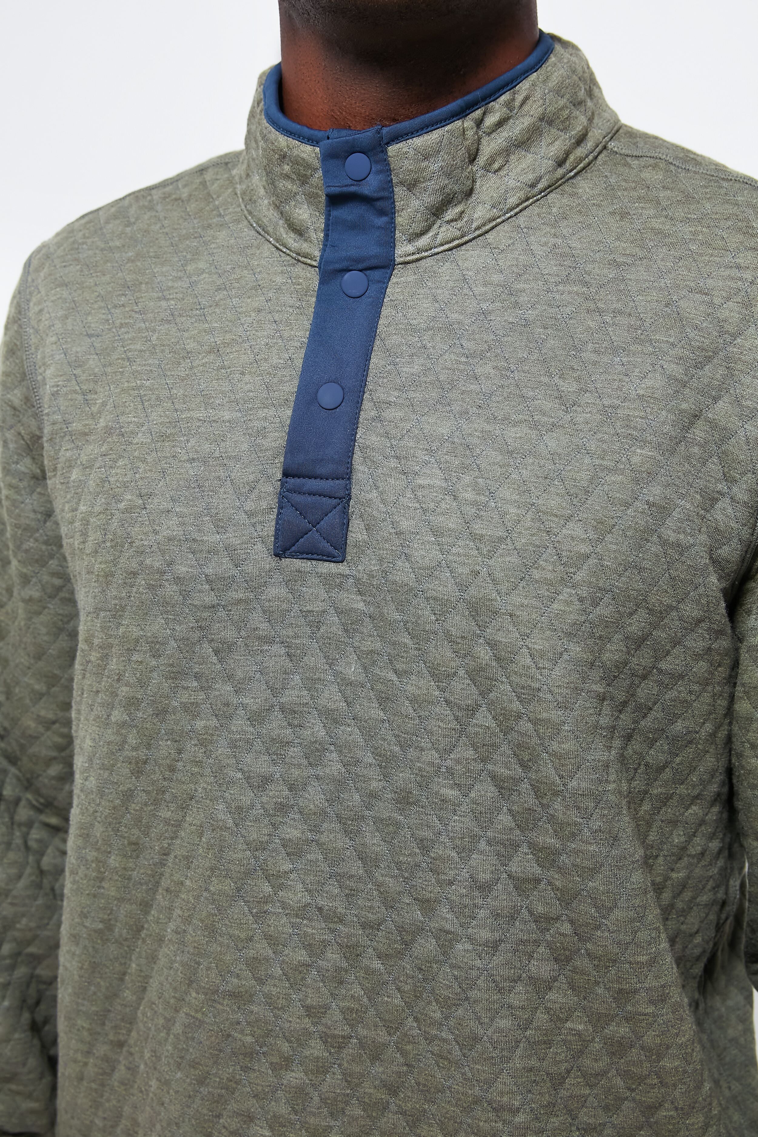 Navy Olive Heather Corbet Reversible Pullover - Image 8
