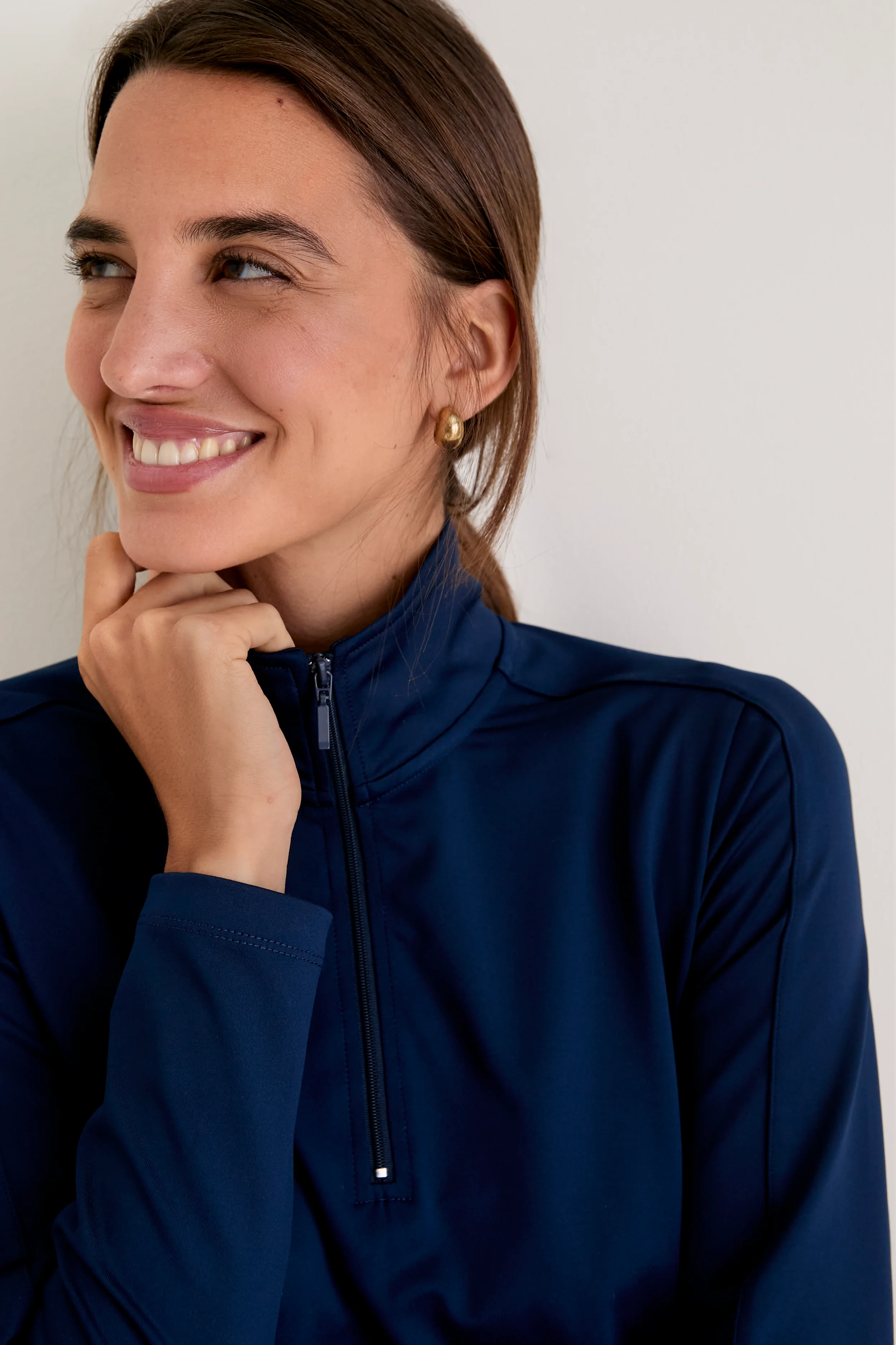 Navy Performance Jersey Carver Quarter Zip Tee - Image 5