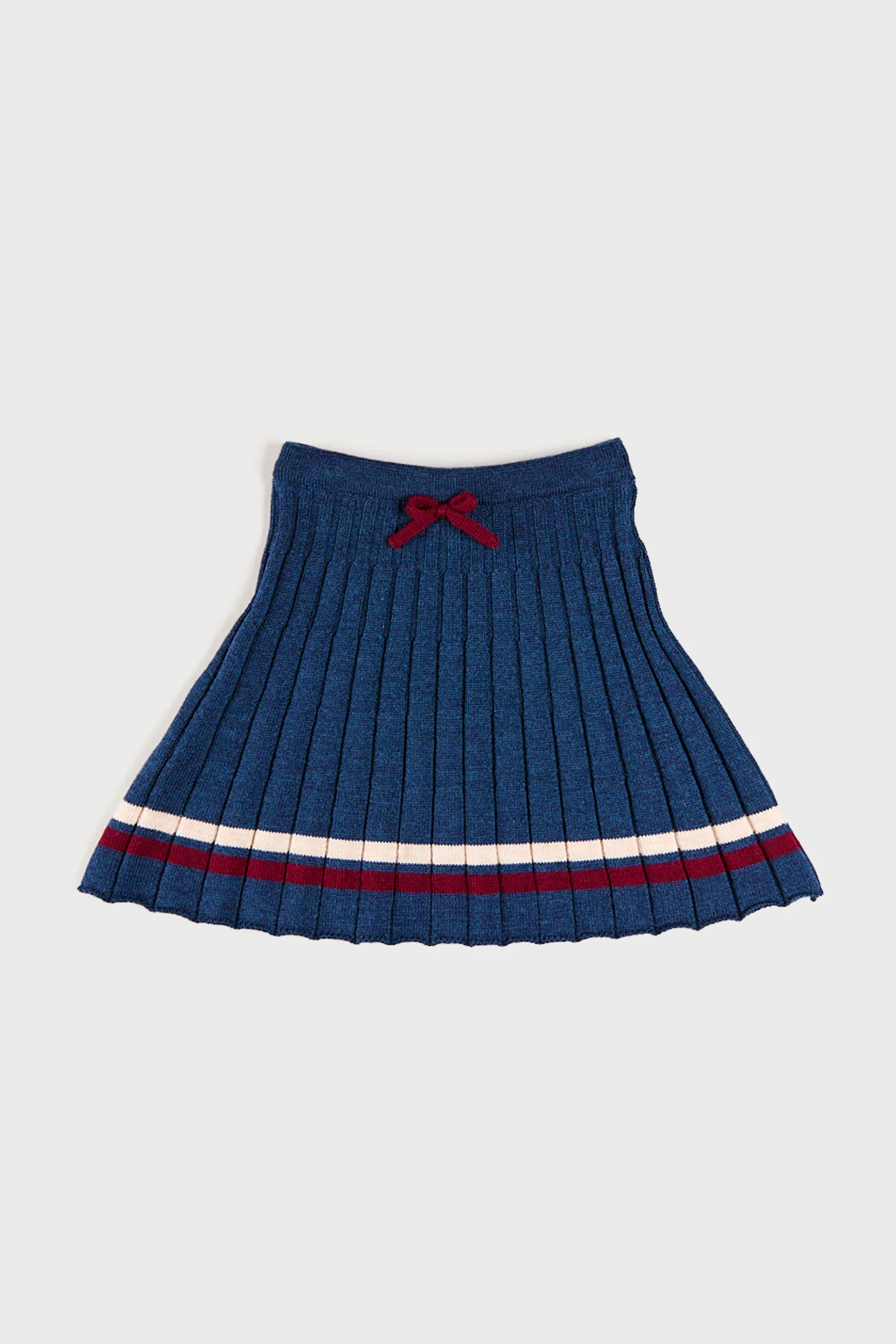 Pleated Knit Skirt in Navy - Image 5