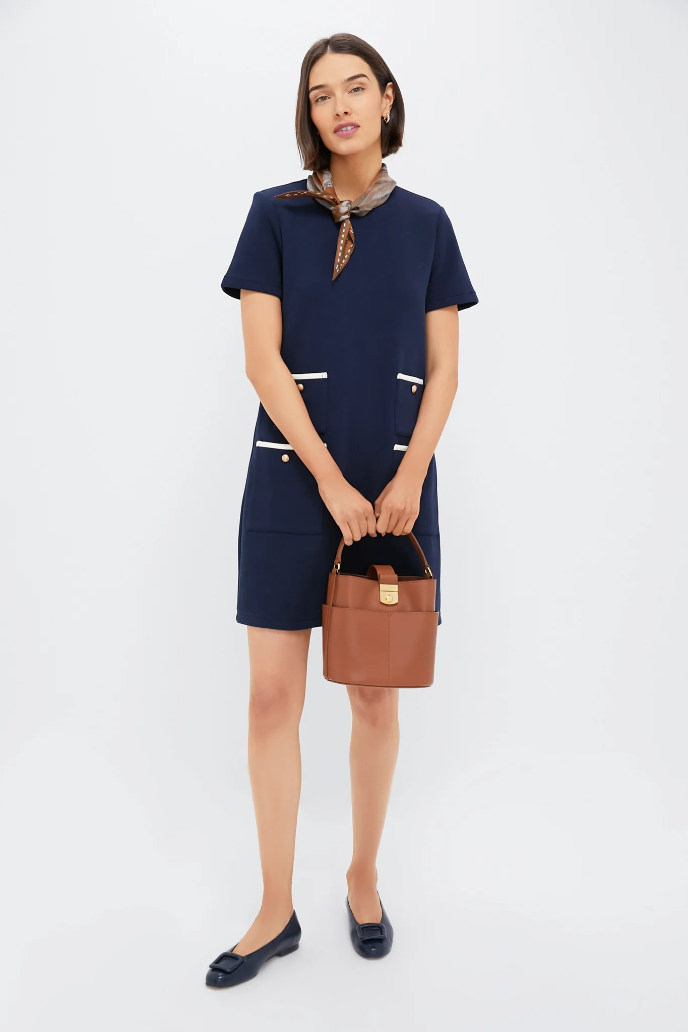 Navy Short Sleeve Francoise Dress - Image 2
