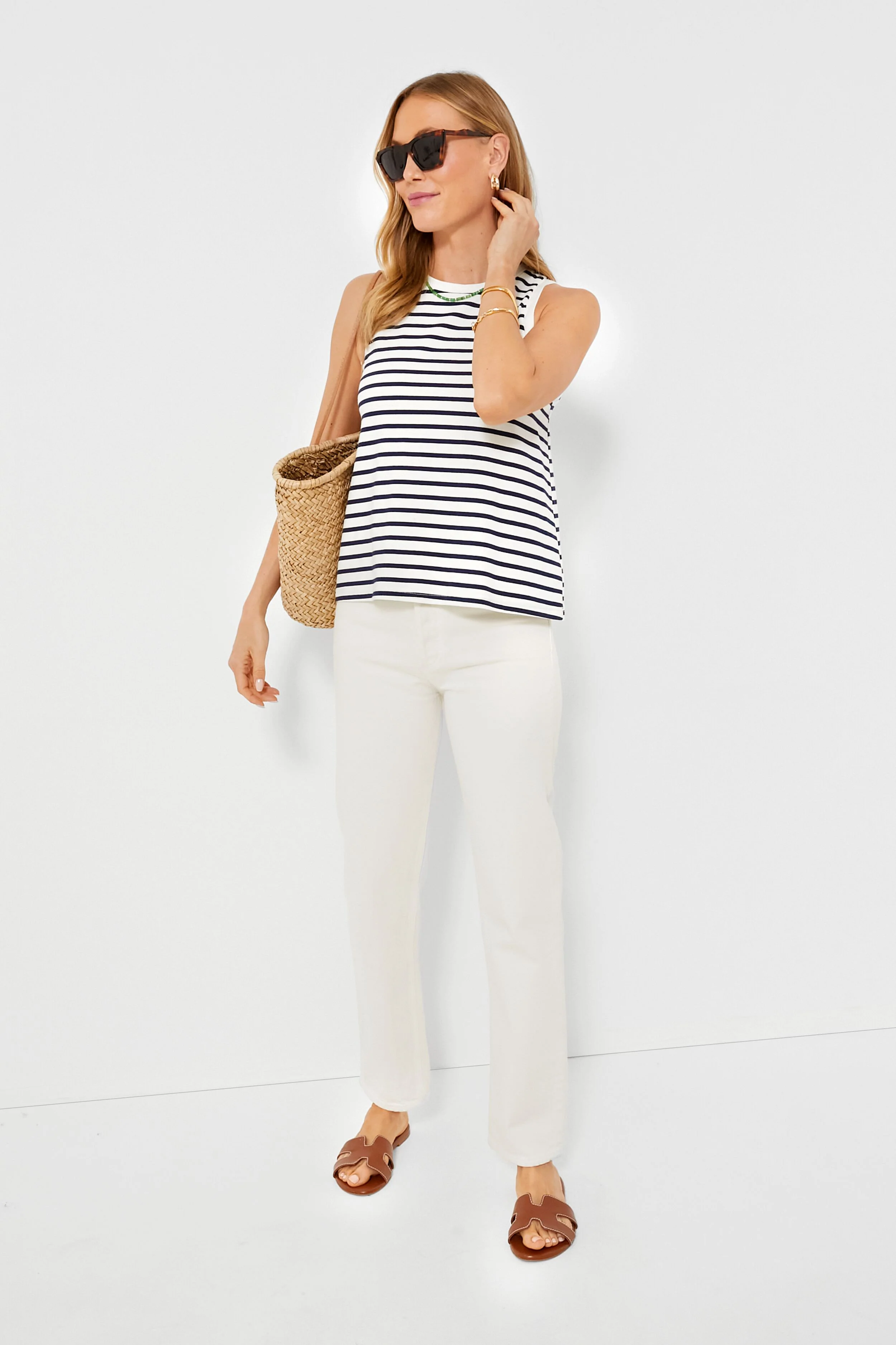 Navy Stripe Anthos Cotton Tank - Image 2