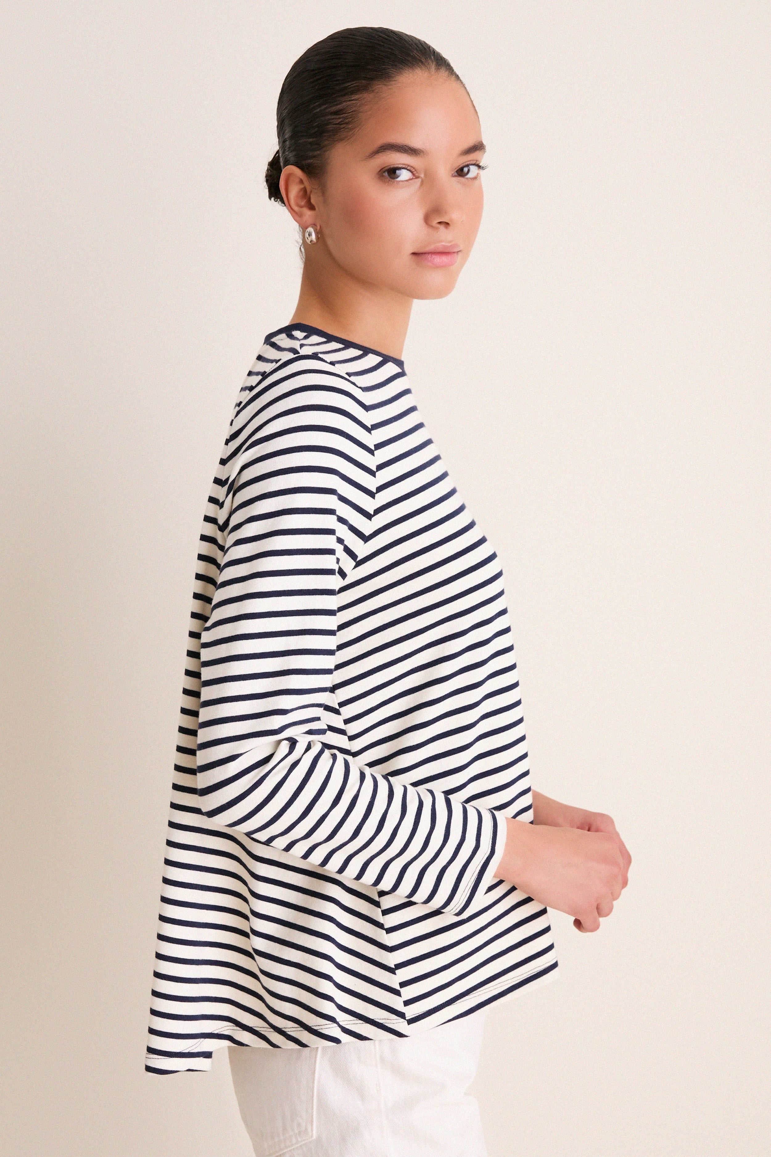 Navy Striped Knit Popover - Image 3