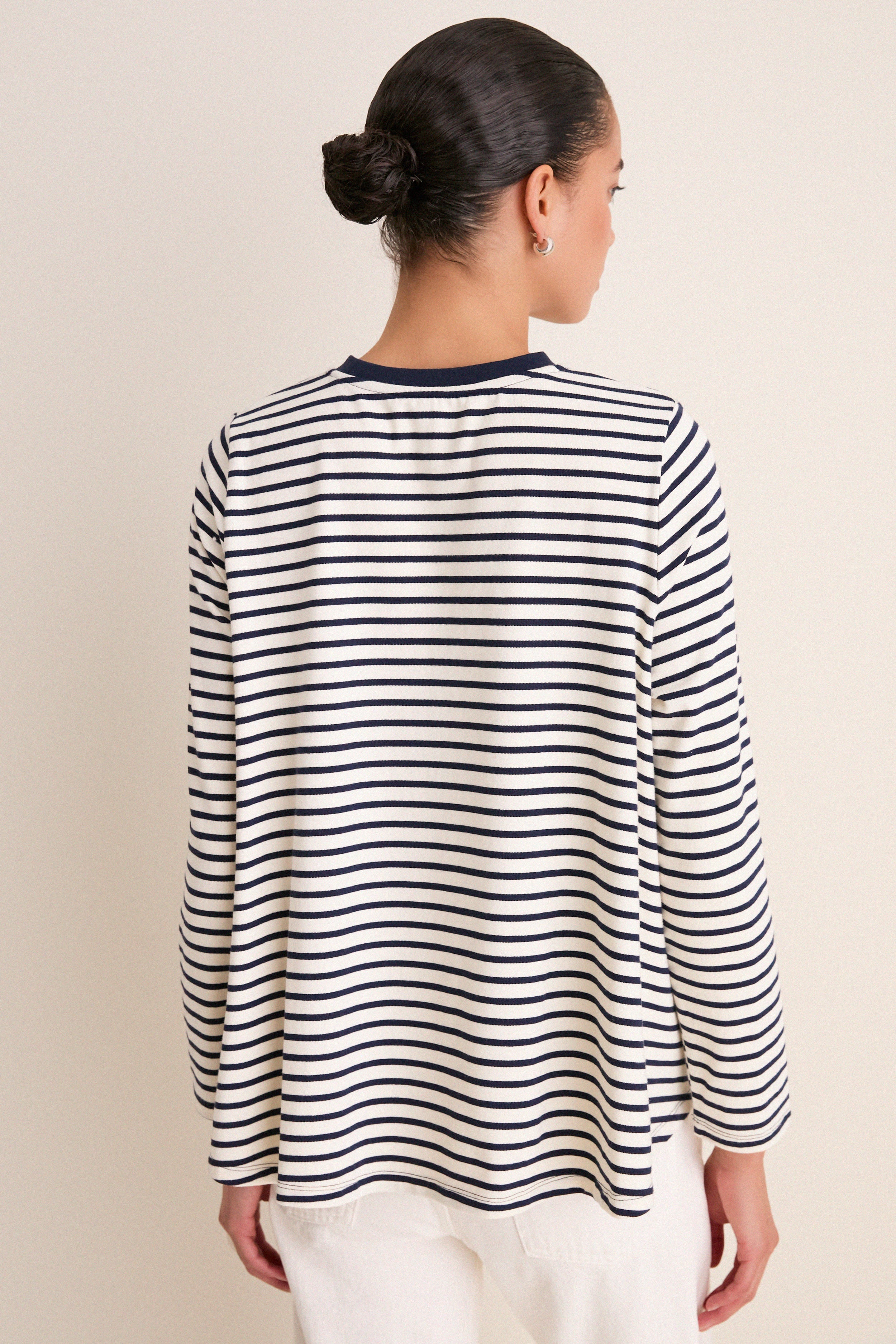 Navy Striped Knit Popover - Image 4