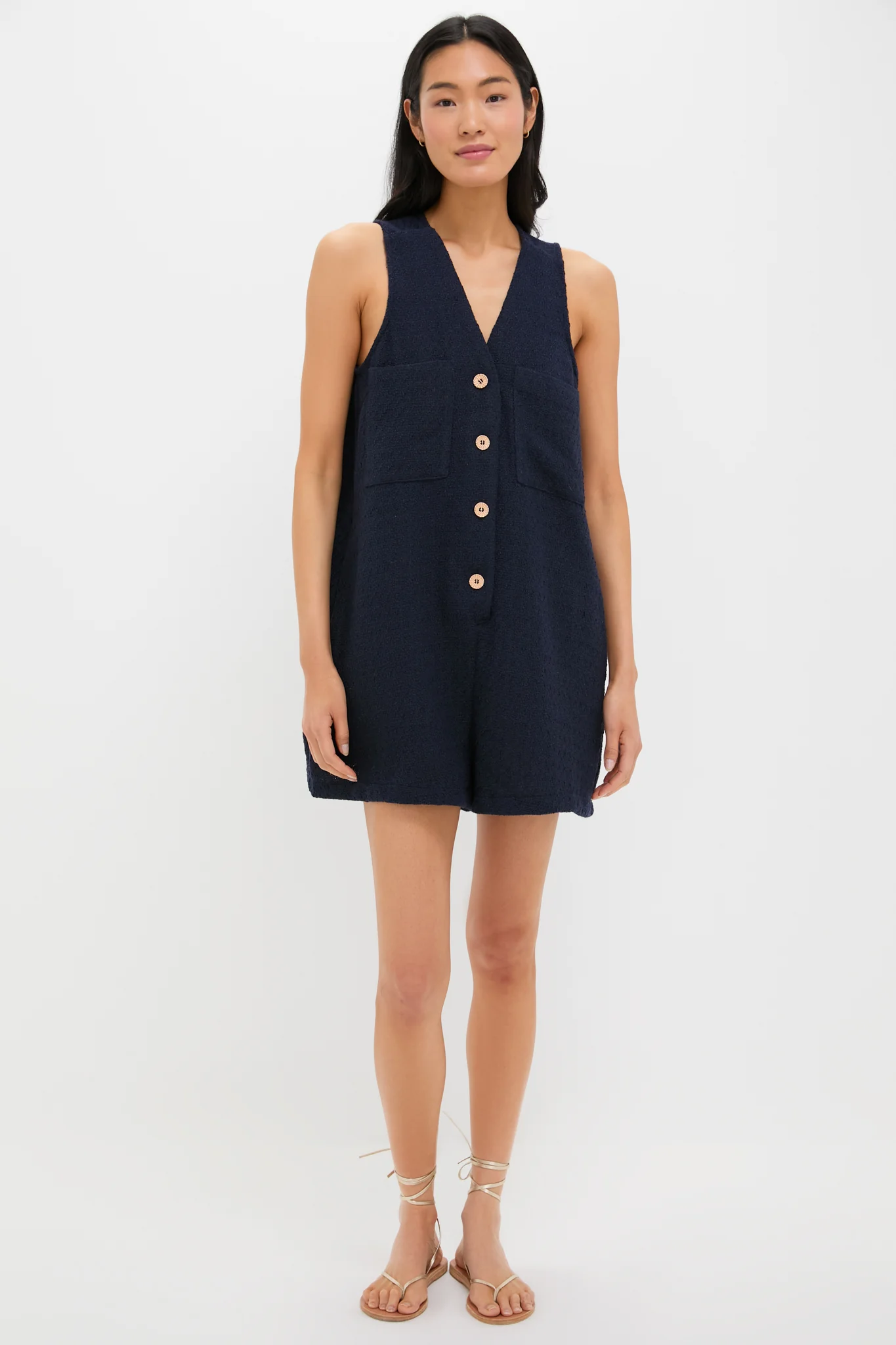 Navy Textured Myla Romper - Image 3