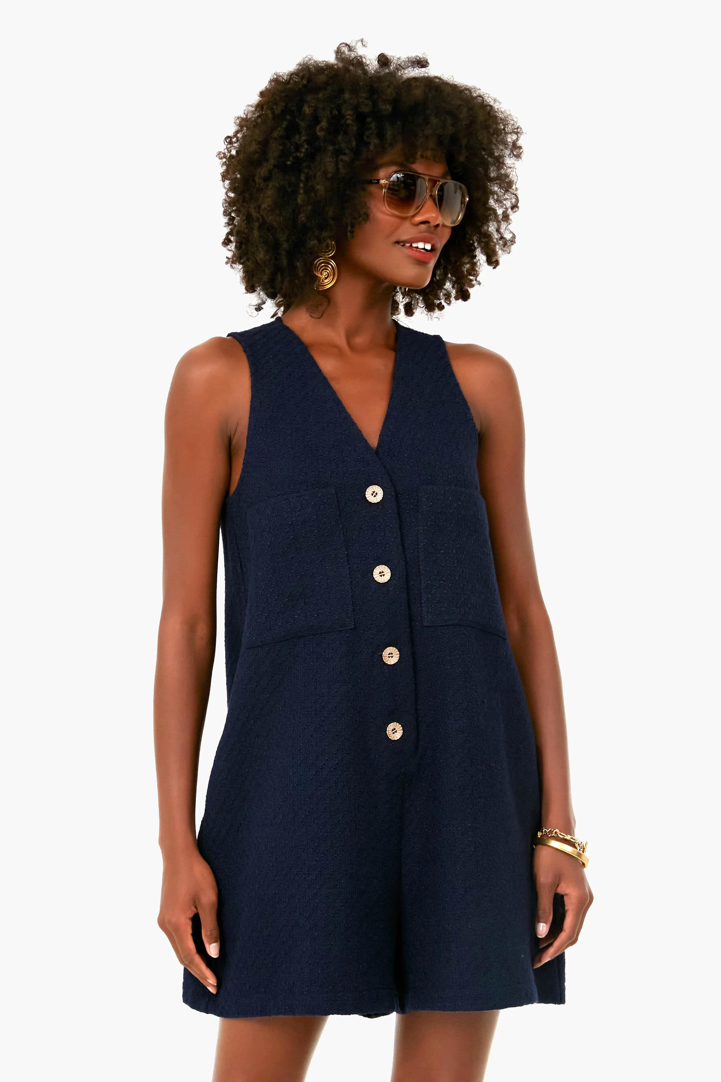 Navy Textured Myla Romper - Image 2