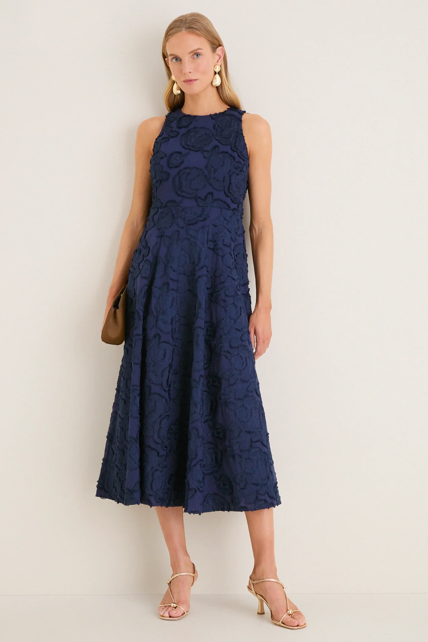 Navy Textured Rose Floral Melina Maxi Dress - Image 3