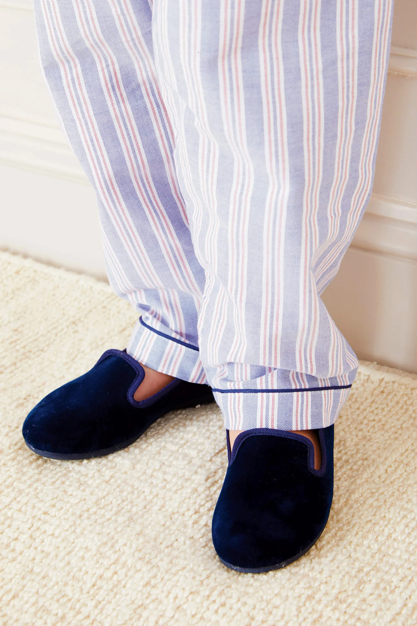 Velvet Slippers In Navy - Image 4