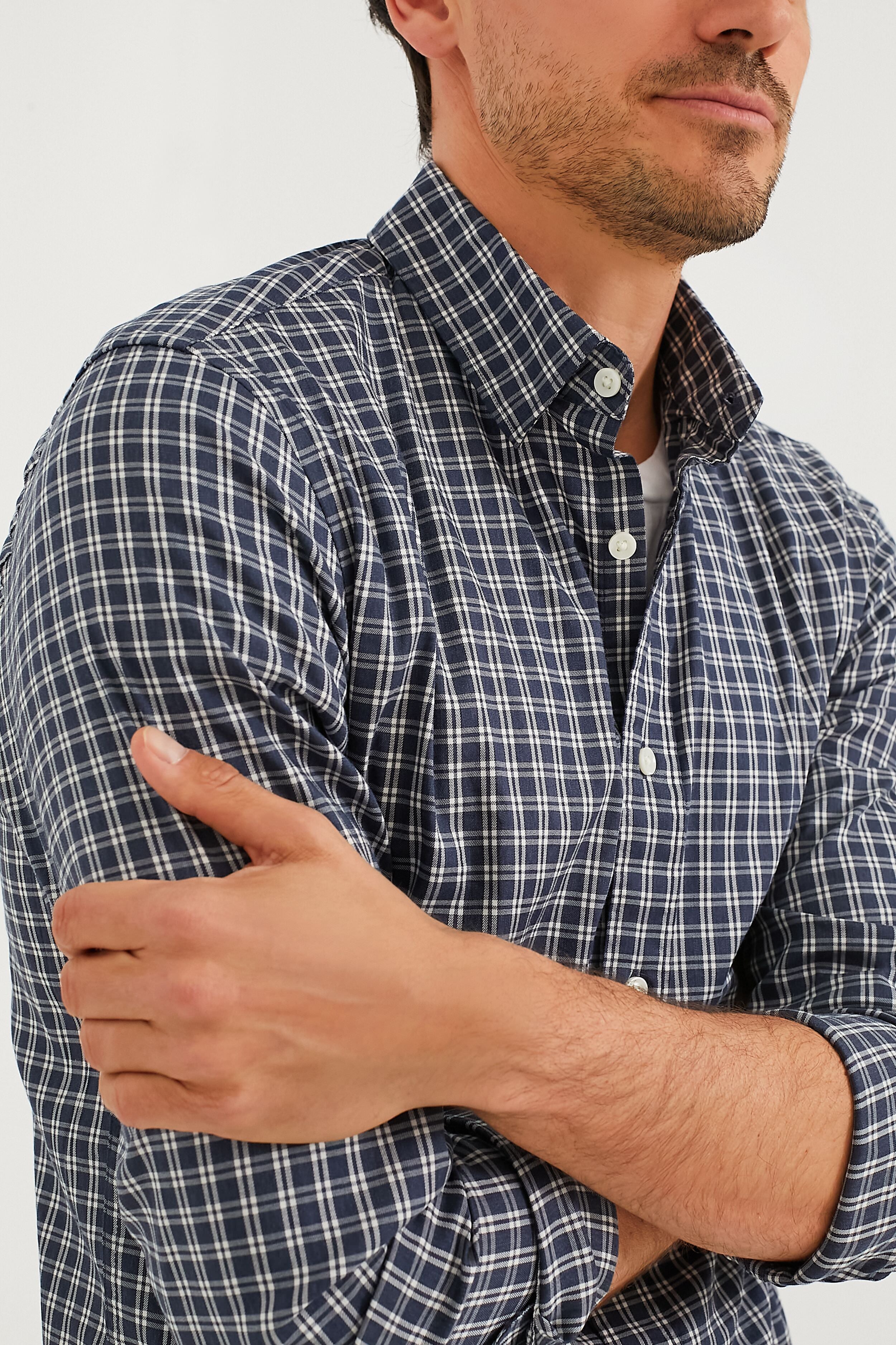 Navy White Check Movement Shirt - Image 5