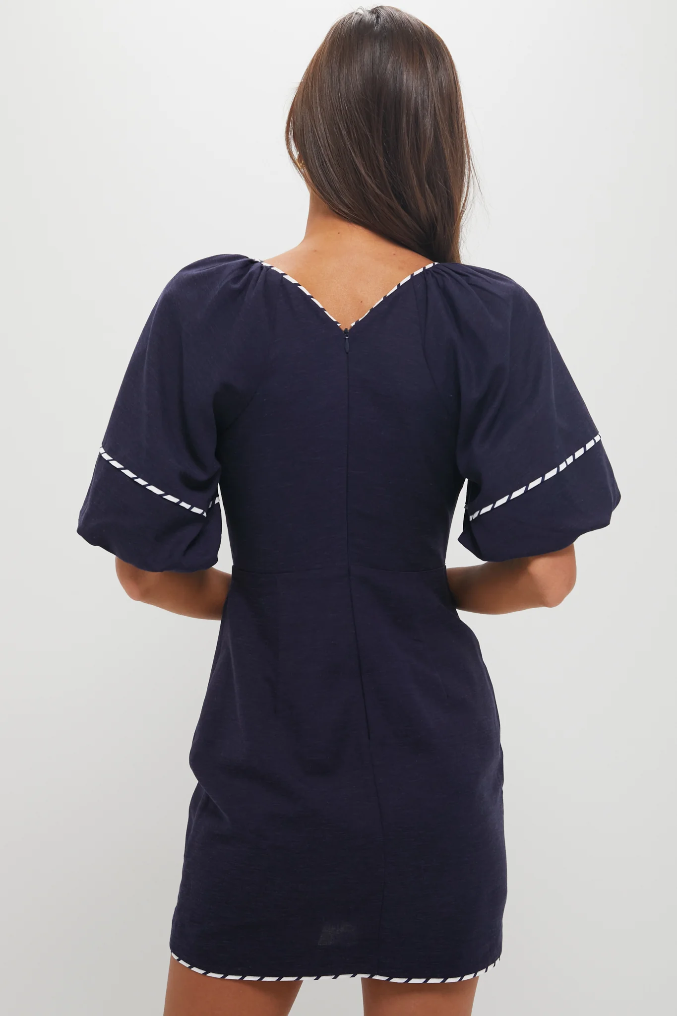 Navy with Striped Piping Keel Mini Dress - Image 4