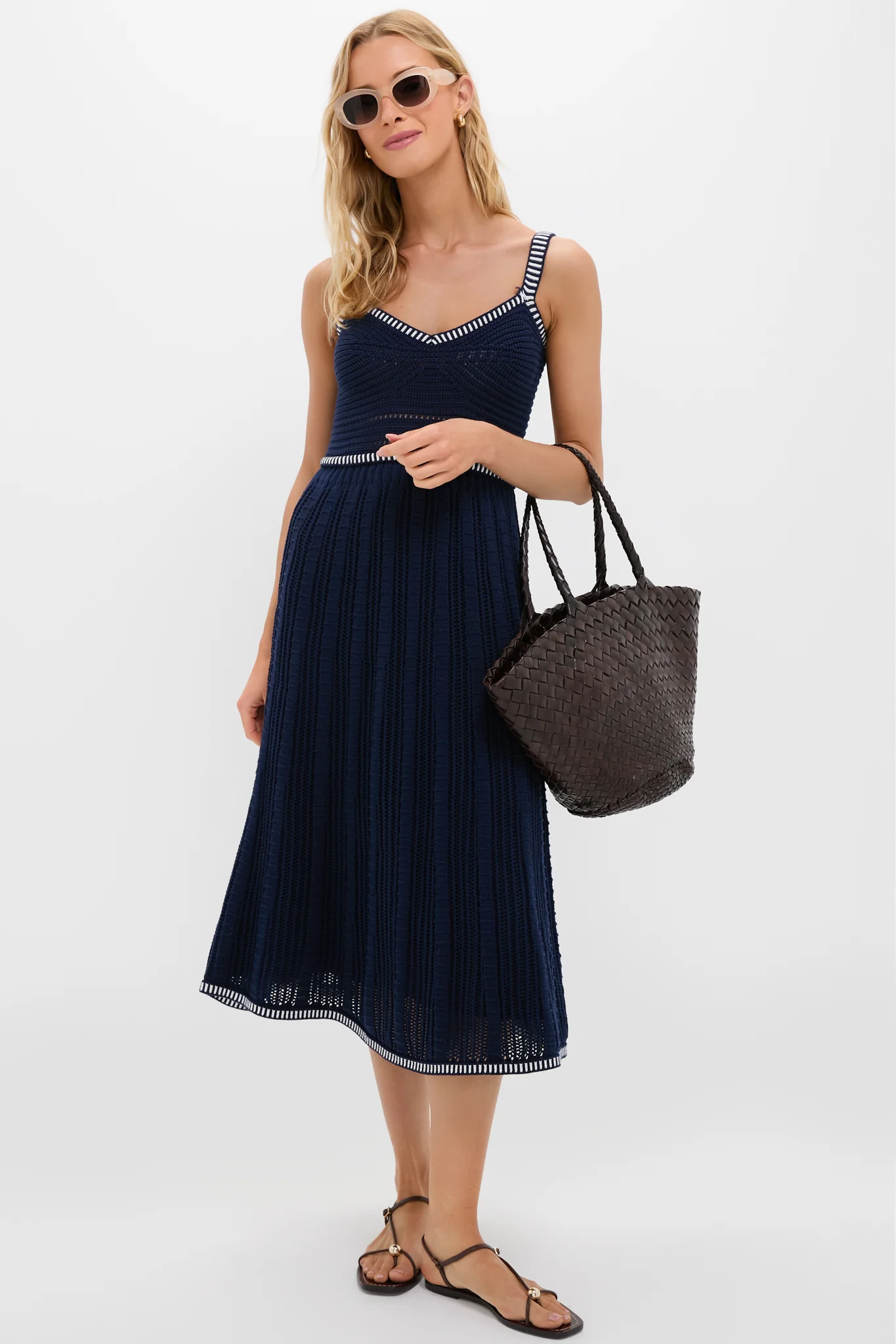 Navy with White Trim Knit Anne Dress - Image 3