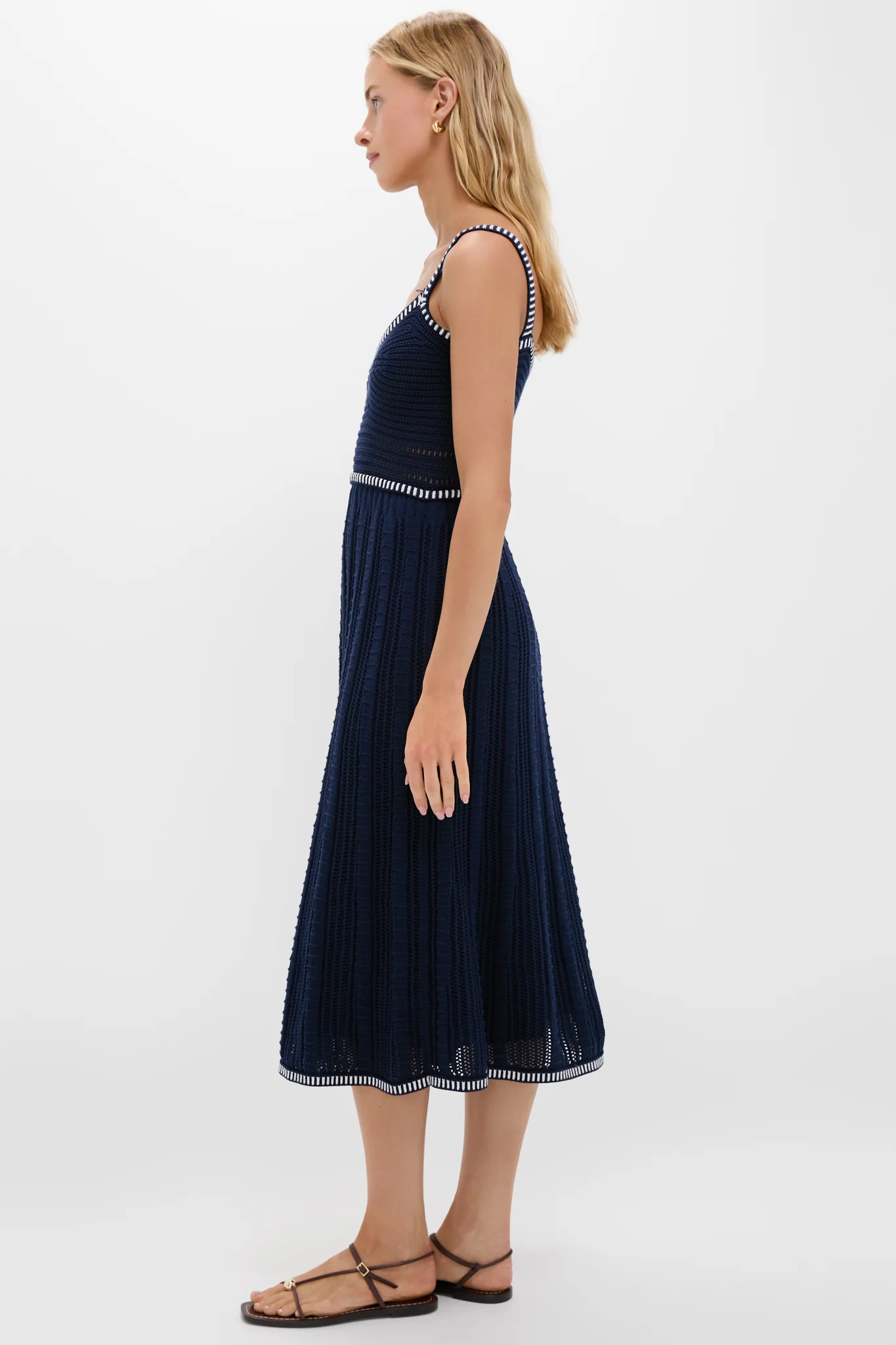 Navy with White Trim Knit Anne Dress - Image 4