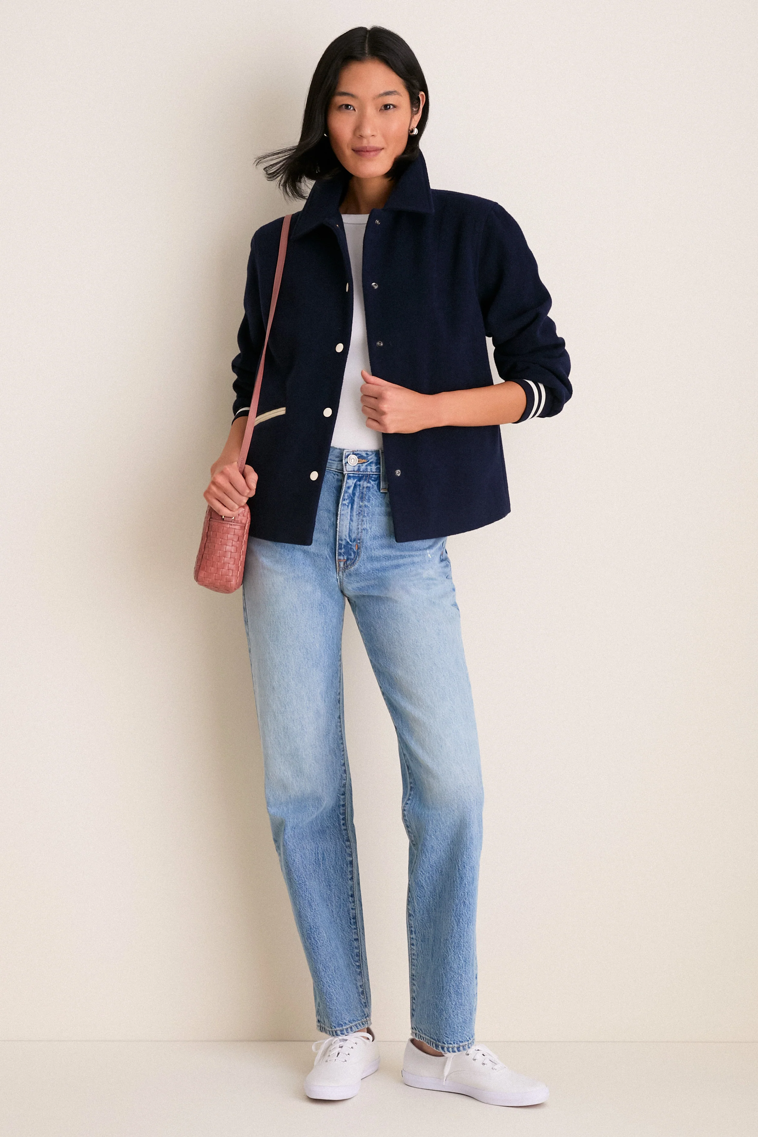 Navy Wool Varsity Verve Jacket - Image 6