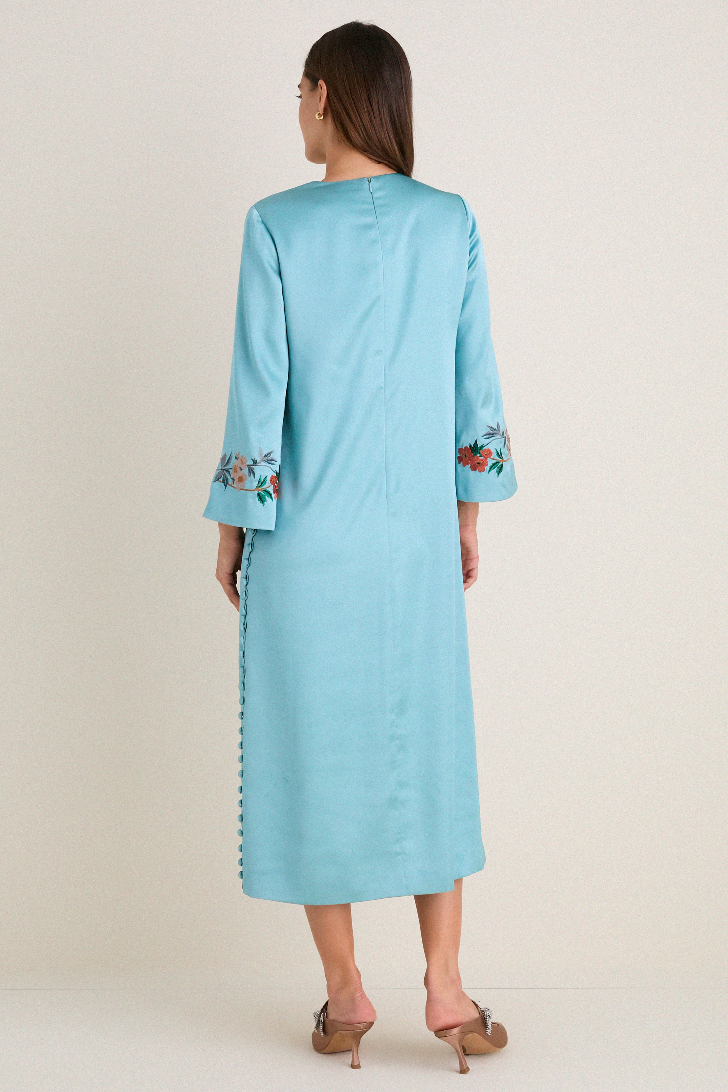 Cameo Blossom Embroidered Duchess Satin Jamie Dress - Image 5