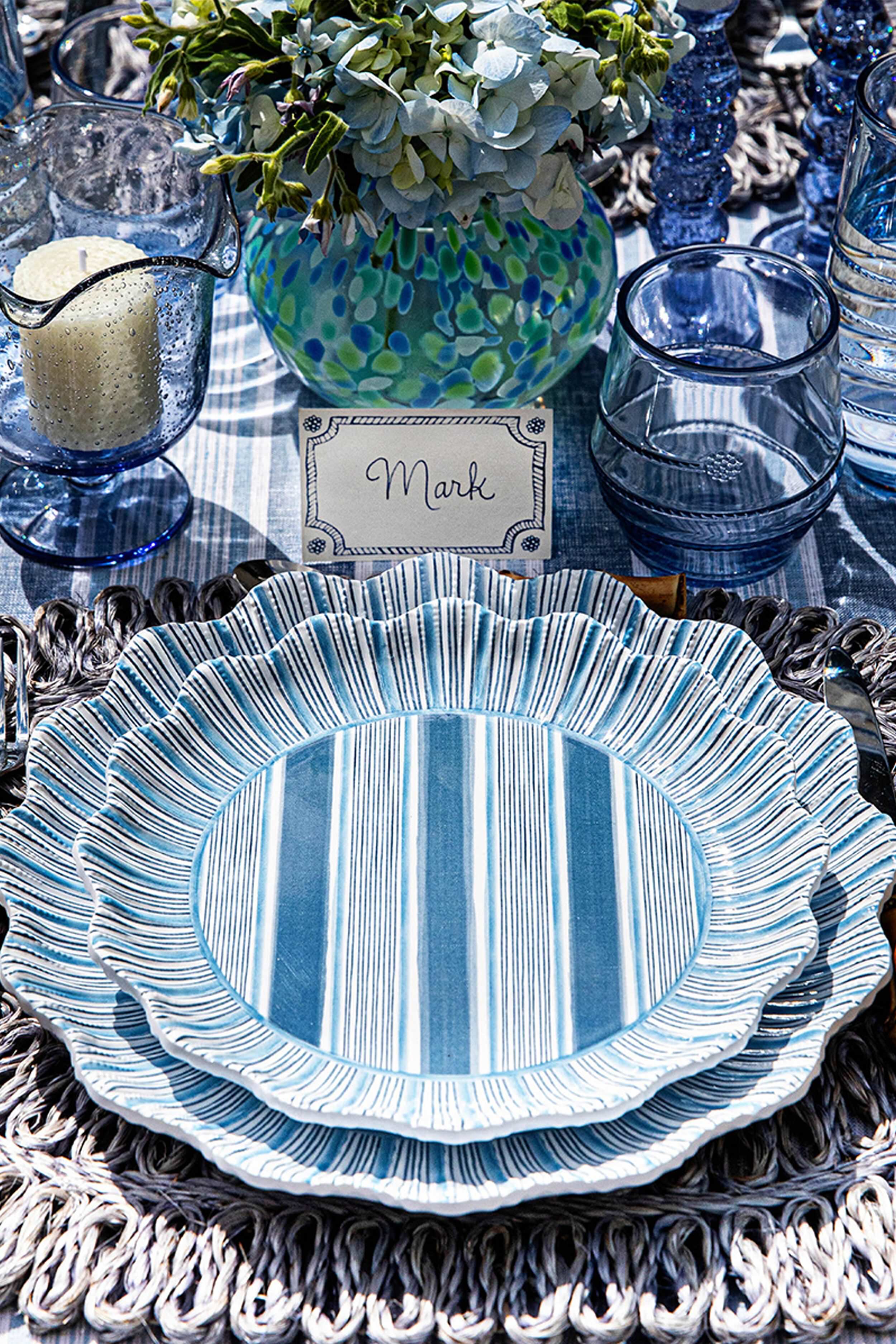 Ocean Cabana Stripe Melamine Dinner Plate Set of 4 - Image 2