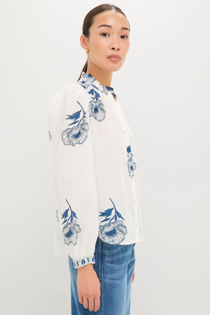Off-White Annabel Indigo Poppy Shirt - Image 3