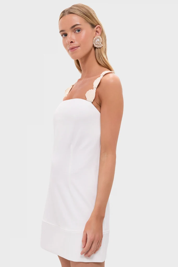 Off White Embroidered Mini Dress - Image 4