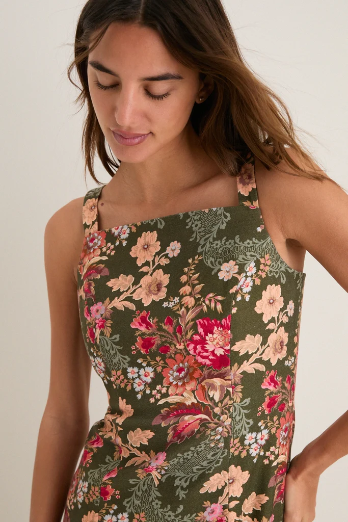 Olive Ornate Floral Eleonore Dress - Image 3