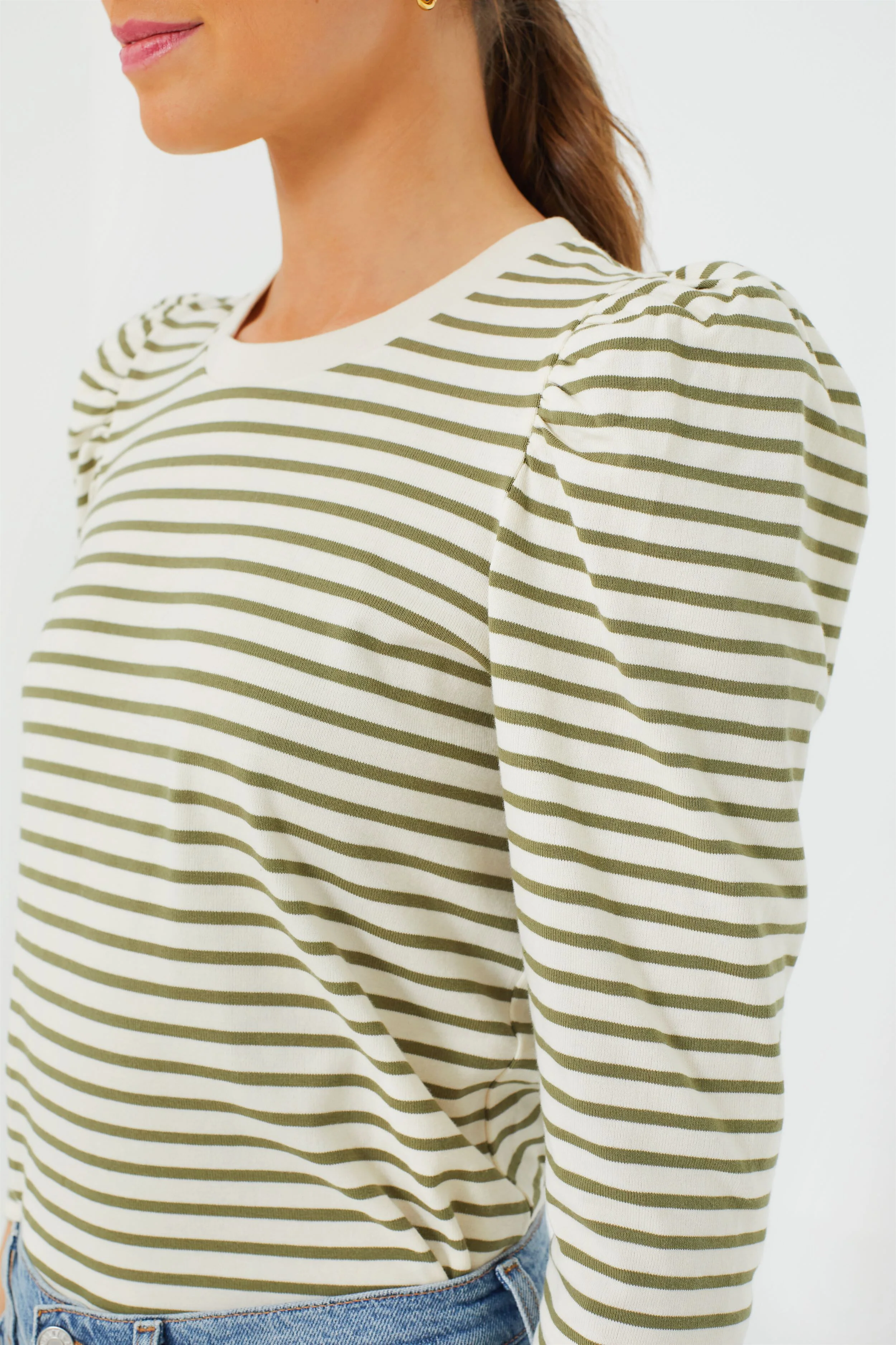 Olive Striped Vesty Long Sleeve Crewneck - Image 5