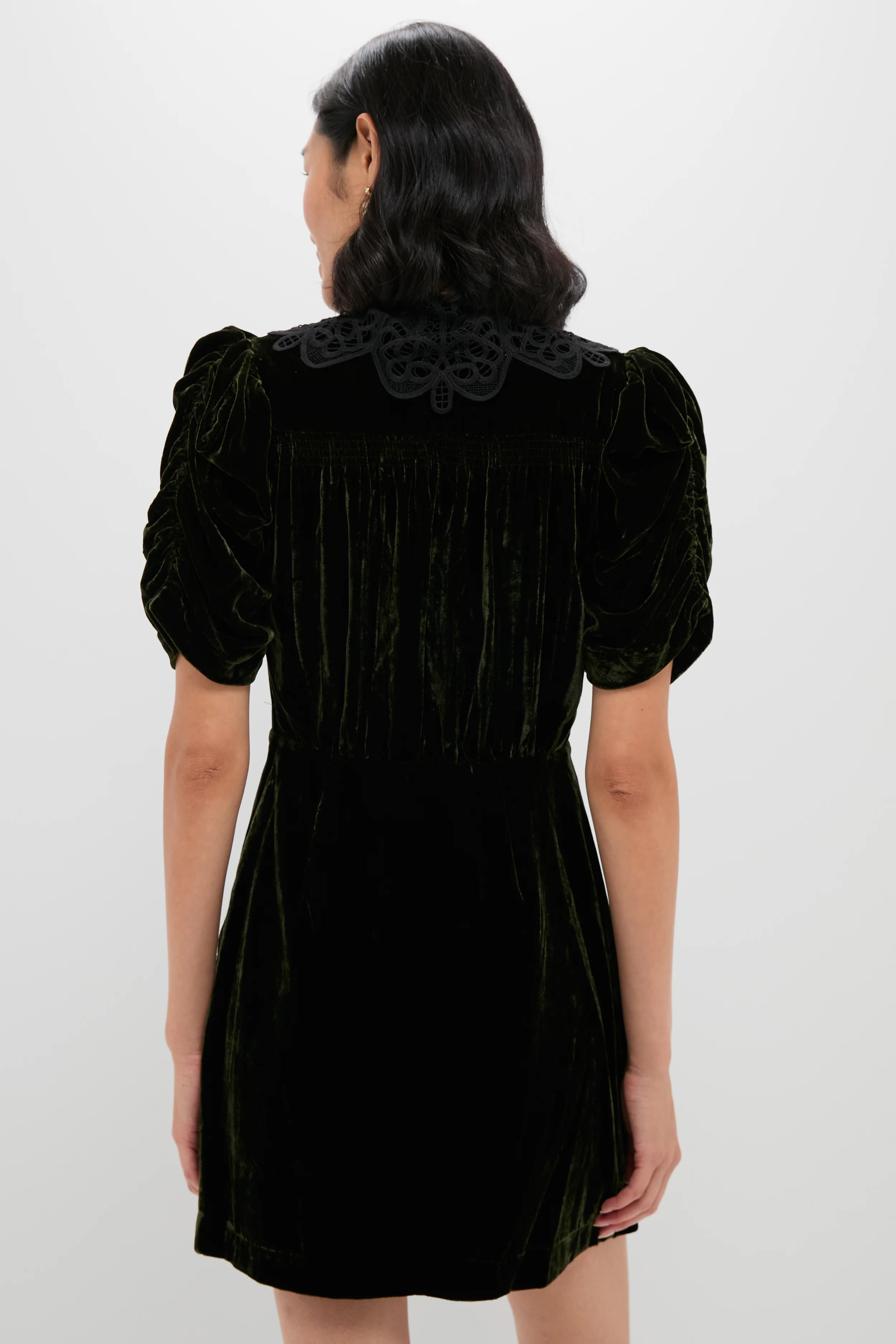 Olive Velvet Norabelle Short Sleeve Mini Dress - Image 4