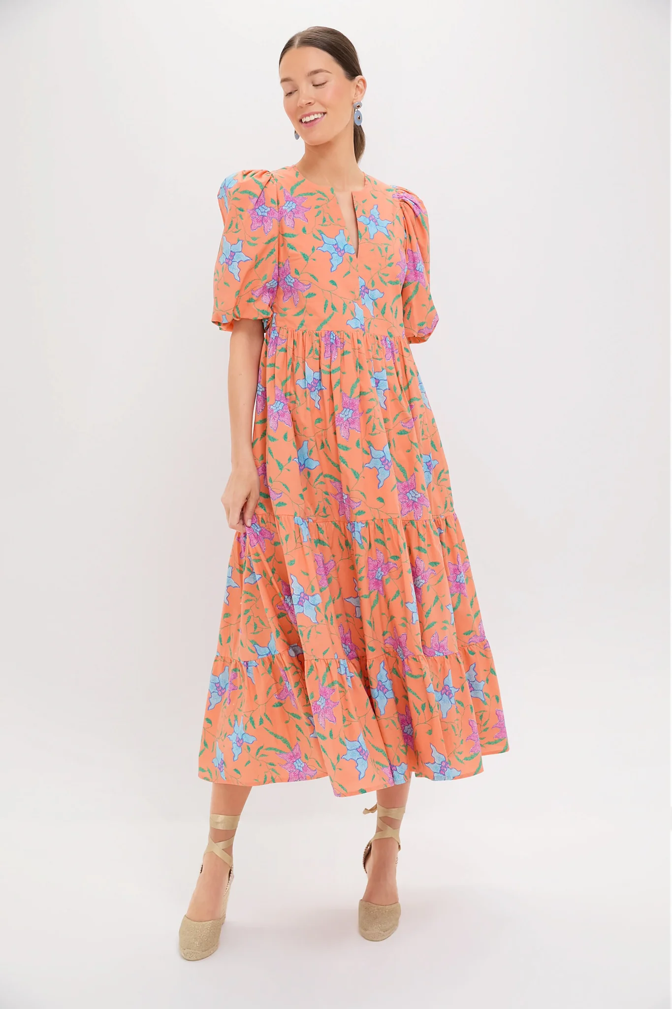 Orange Multi Floral Cisco Maxi Dress