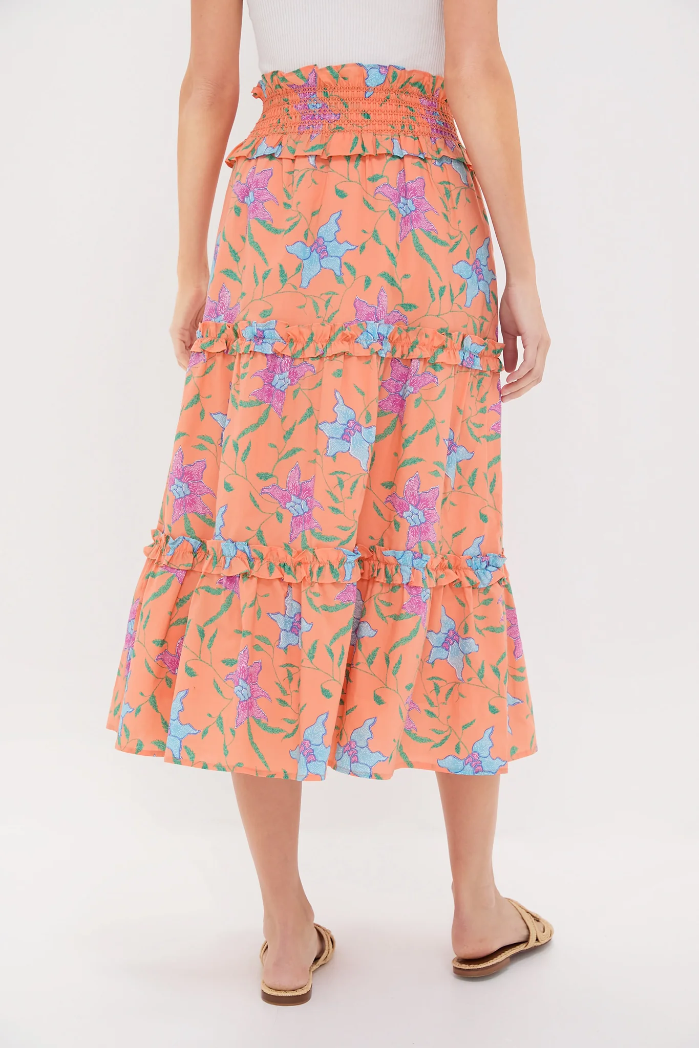 Orange Multi Floral Smocked Odette Maxi Skirt - Image 4