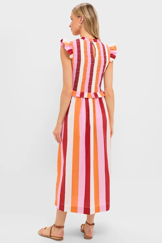 Orange, Pink & Crimson Stripe Smocked Sully Dress - Image 4