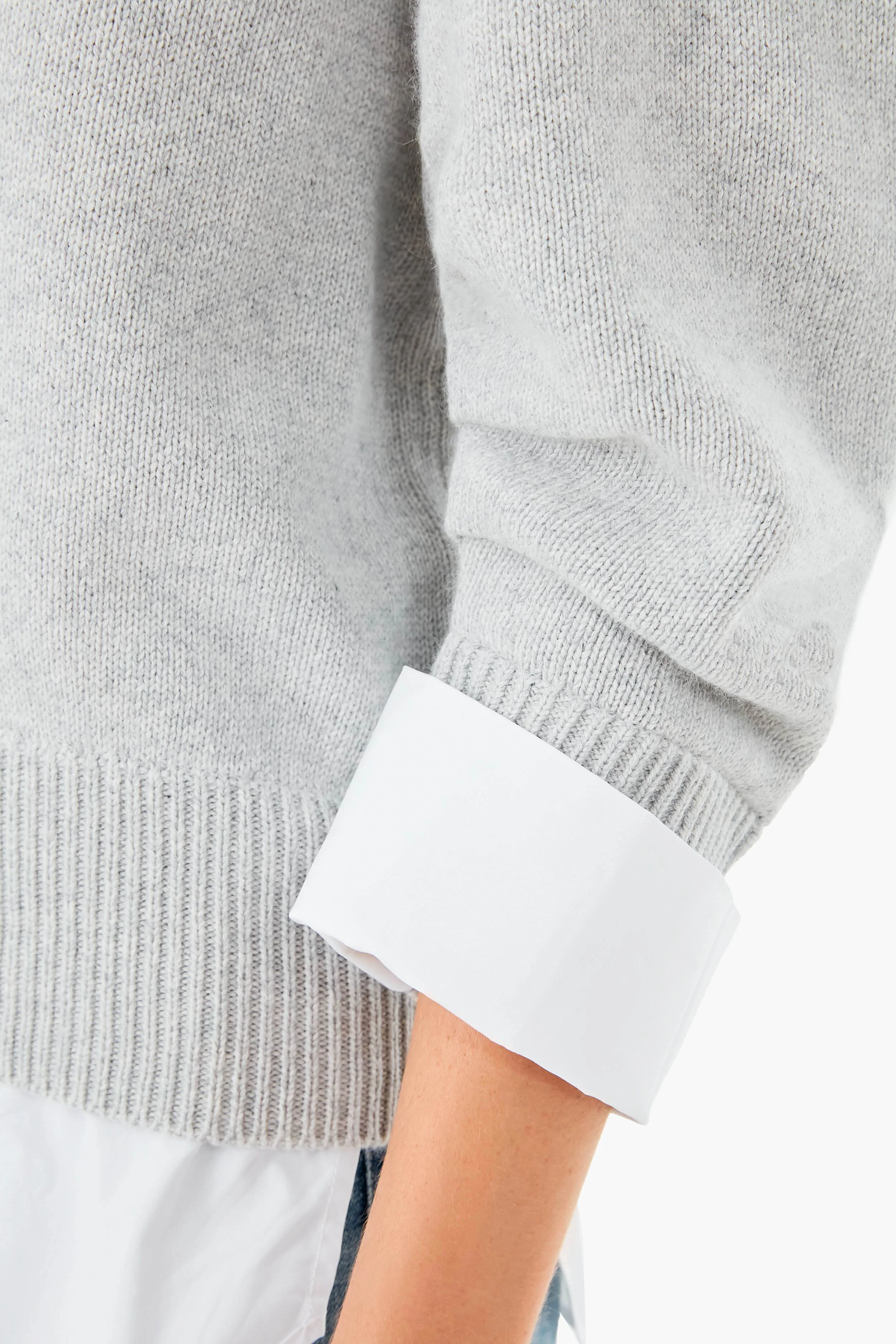 Oyster Gray Melange Raya Ruched Crew Looker - Image 5