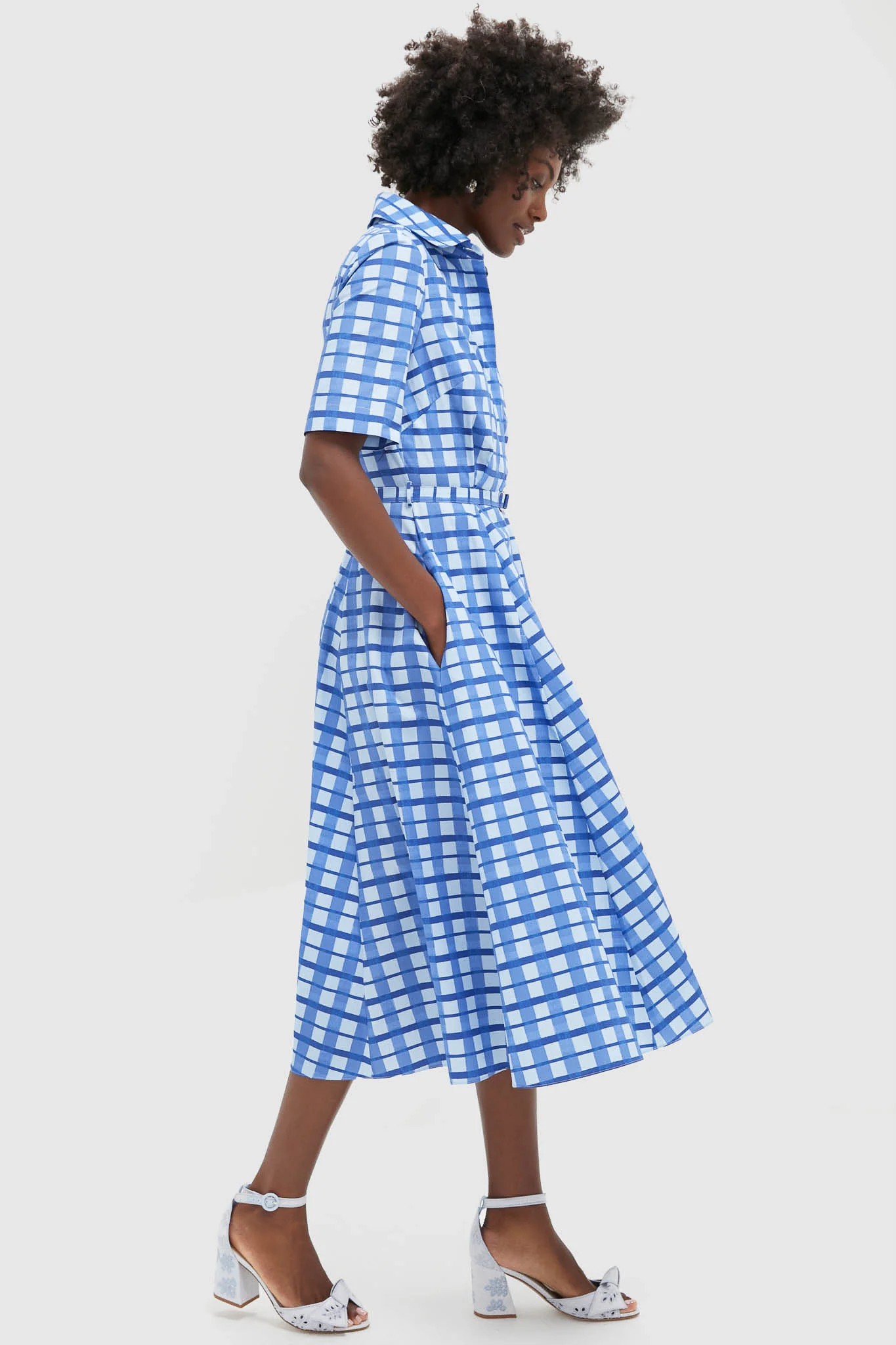 Painted Gingham Blue Rubie Midi Dress - Image 3