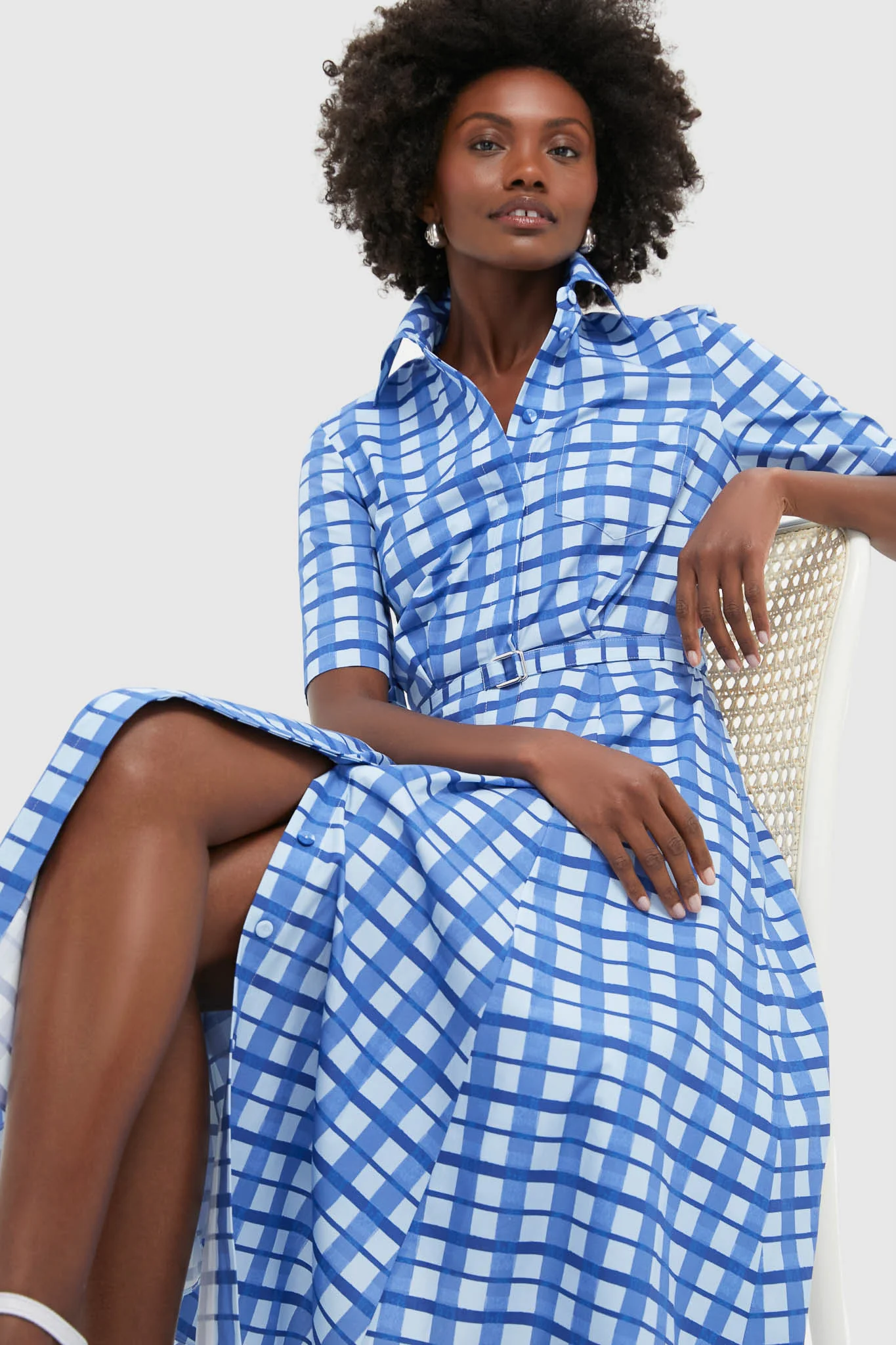 Painted Gingham Blue Rubie Midi Dress - Image 6