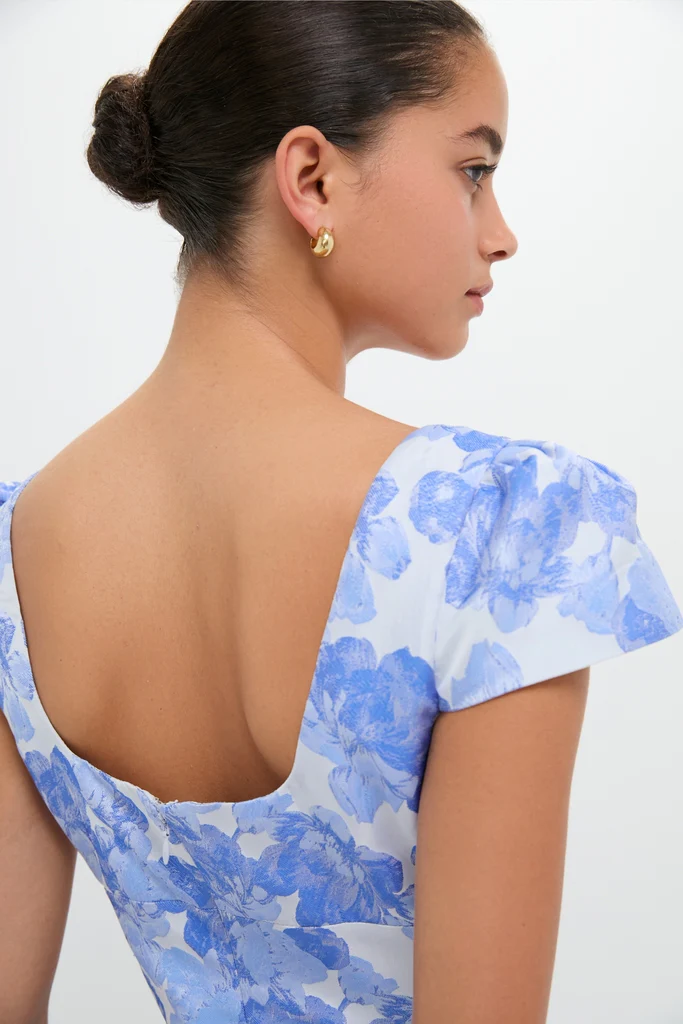 Pale Blue Jacquard Archibald Maxi Dress - Image 5