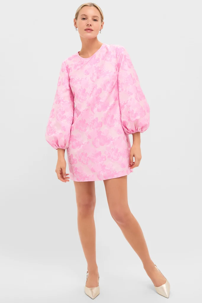 Pale Pink Jacquard Janie Mini Dress - Image 2