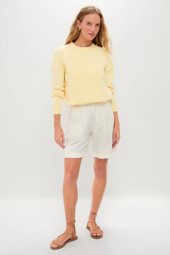 Pale Yellow Stone Washed Cotton Anne Crewneck - Image 6