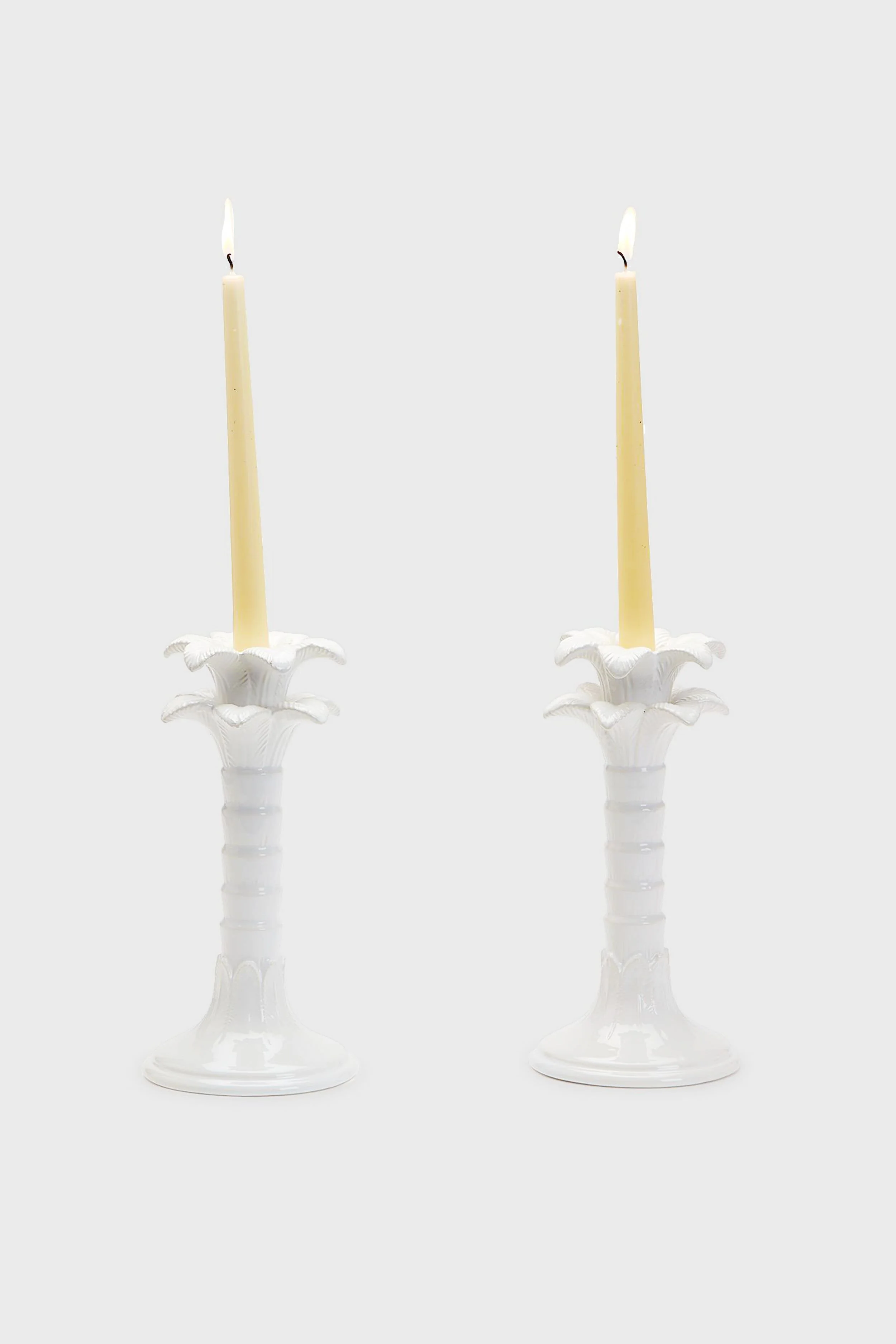 Palm Leaf Set of 2 Candlestick Holders