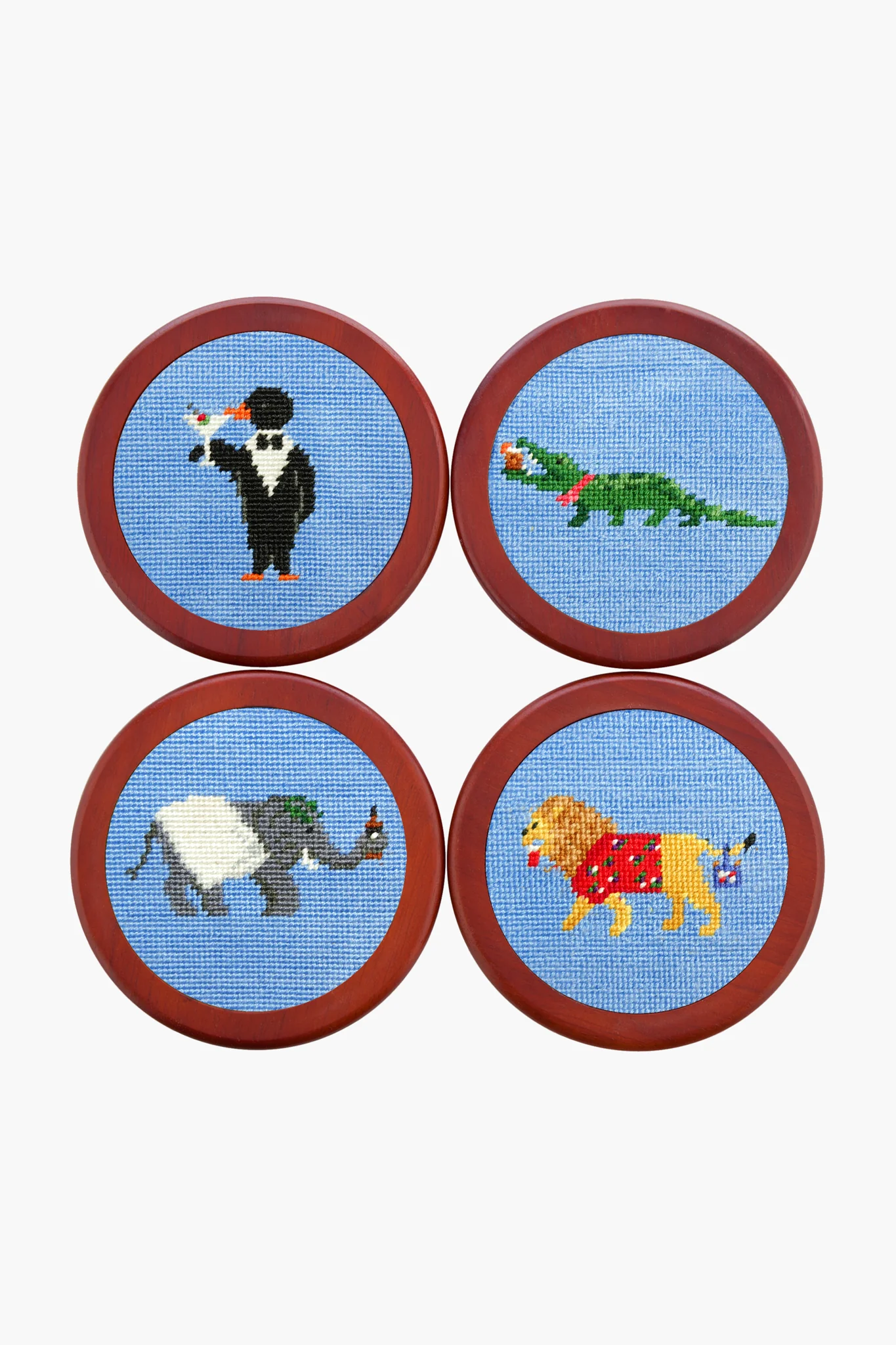Party Animals Needlepoint Coaster Set