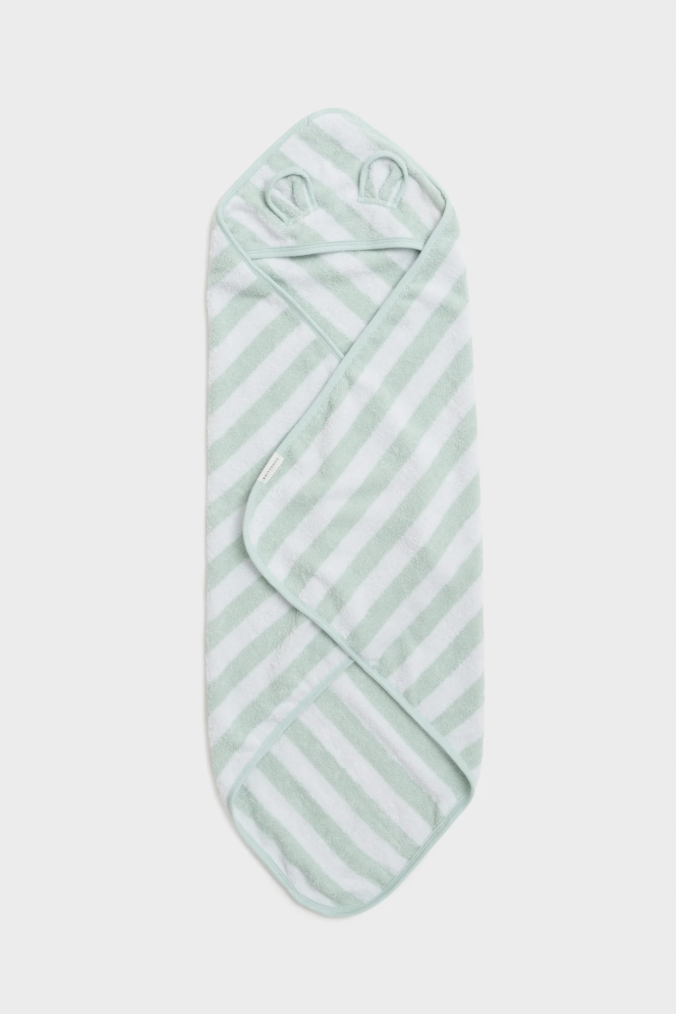Pastel Green Stripe Baby Critter Towel Wrap