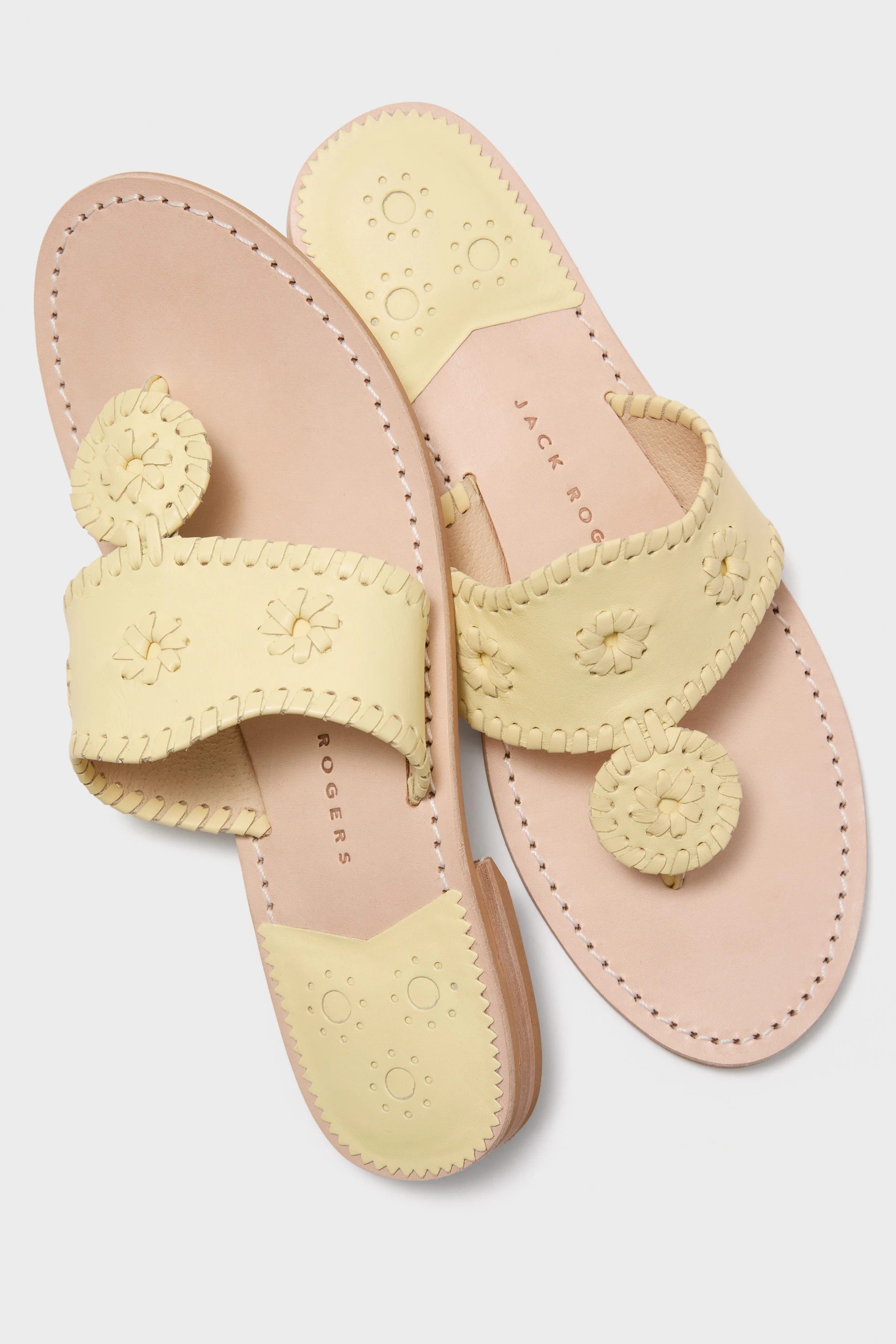 Pastel Yellow Jacks Flat Nappa Sandals - Image 5