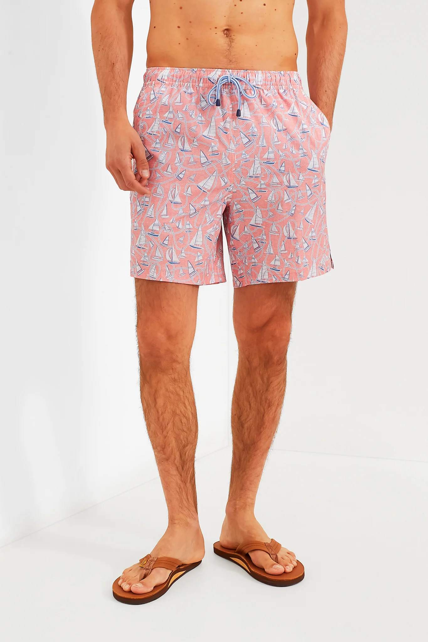 Peach Bloom Ropes and Boats Swim Trunks