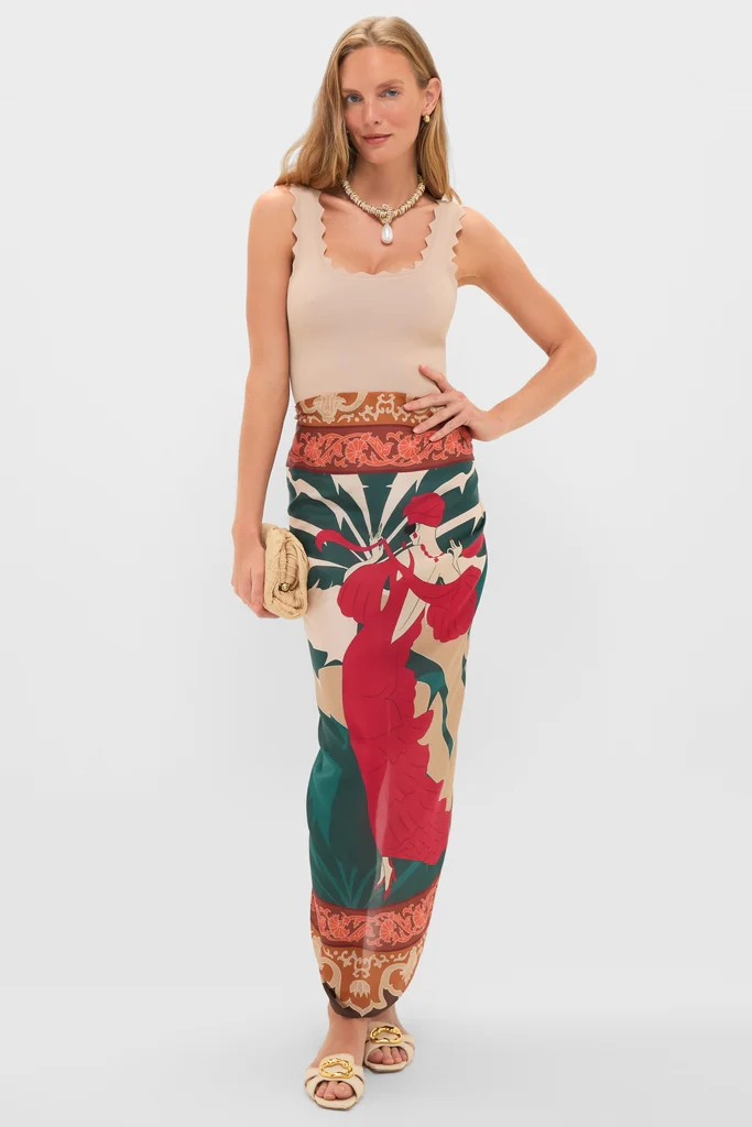 Peach Dancer De La Falaise Cotton Silk Sarong - Image 7