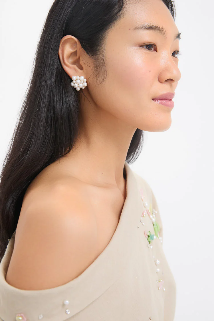 Pearl Cluster Earrings - Image 2