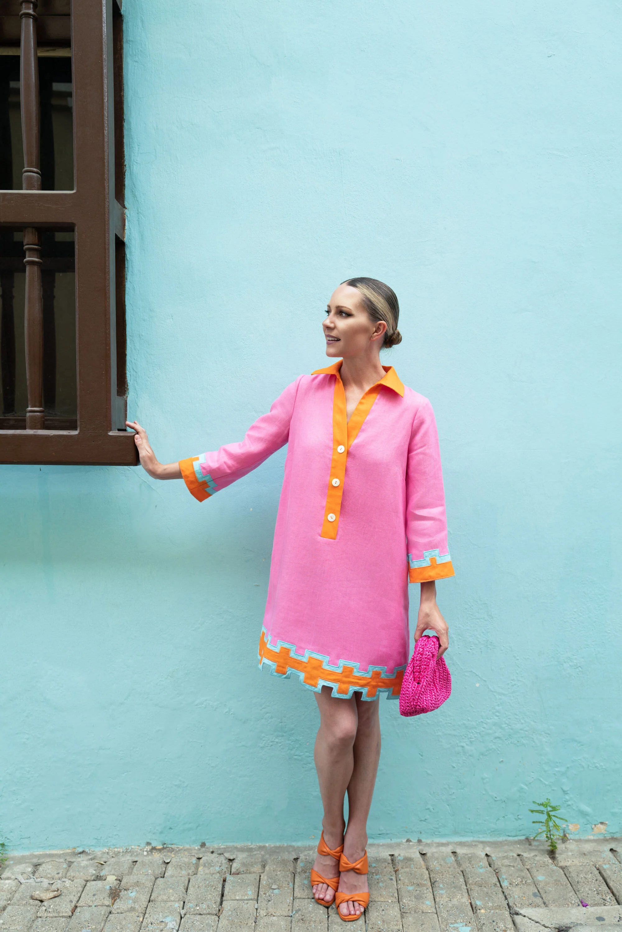 Peony Pink and Tangerine Collier Dress - Image 8