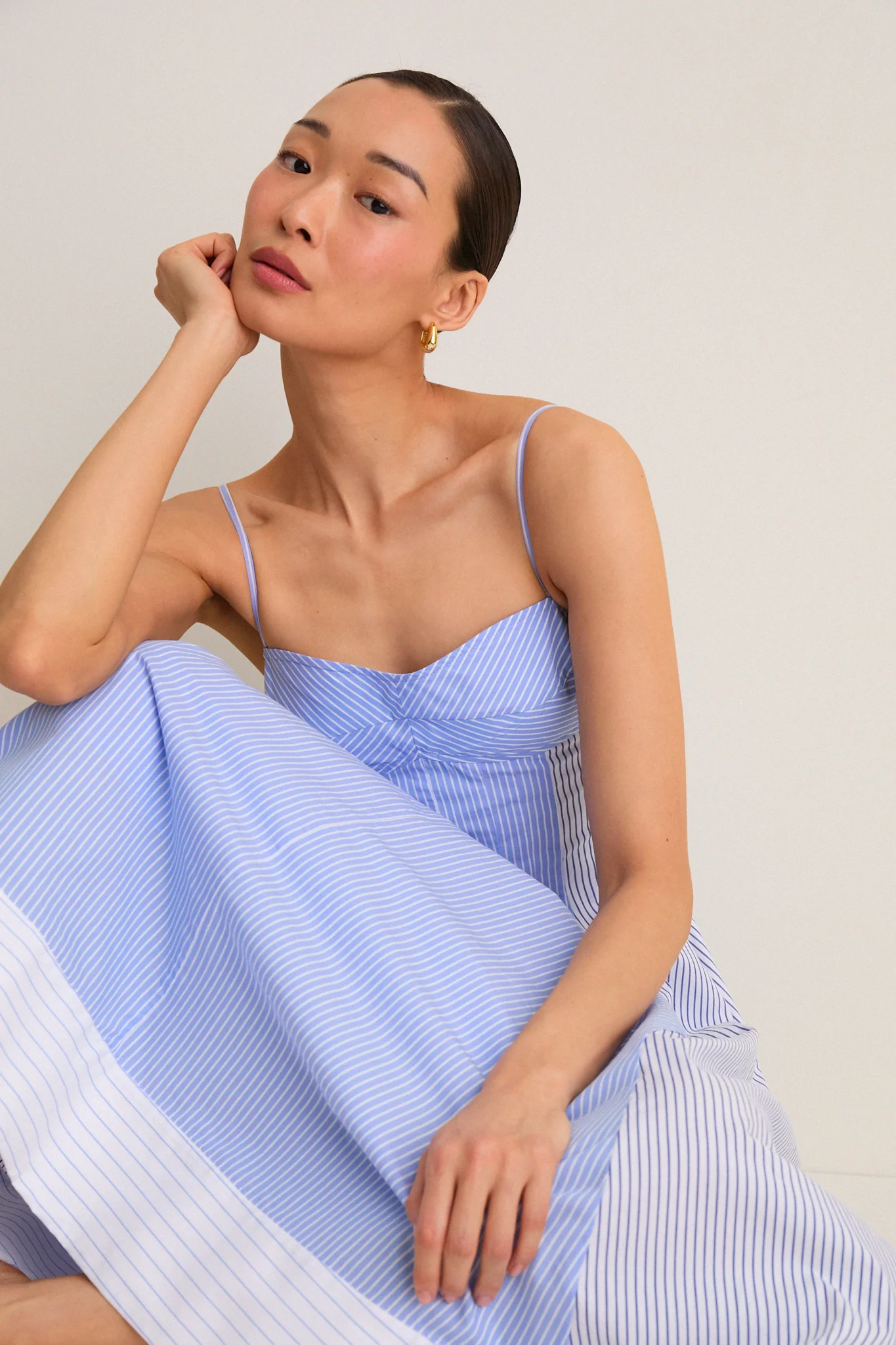 Periwinkle Multi Stripe Chamberlin Midi Dress - Image 6