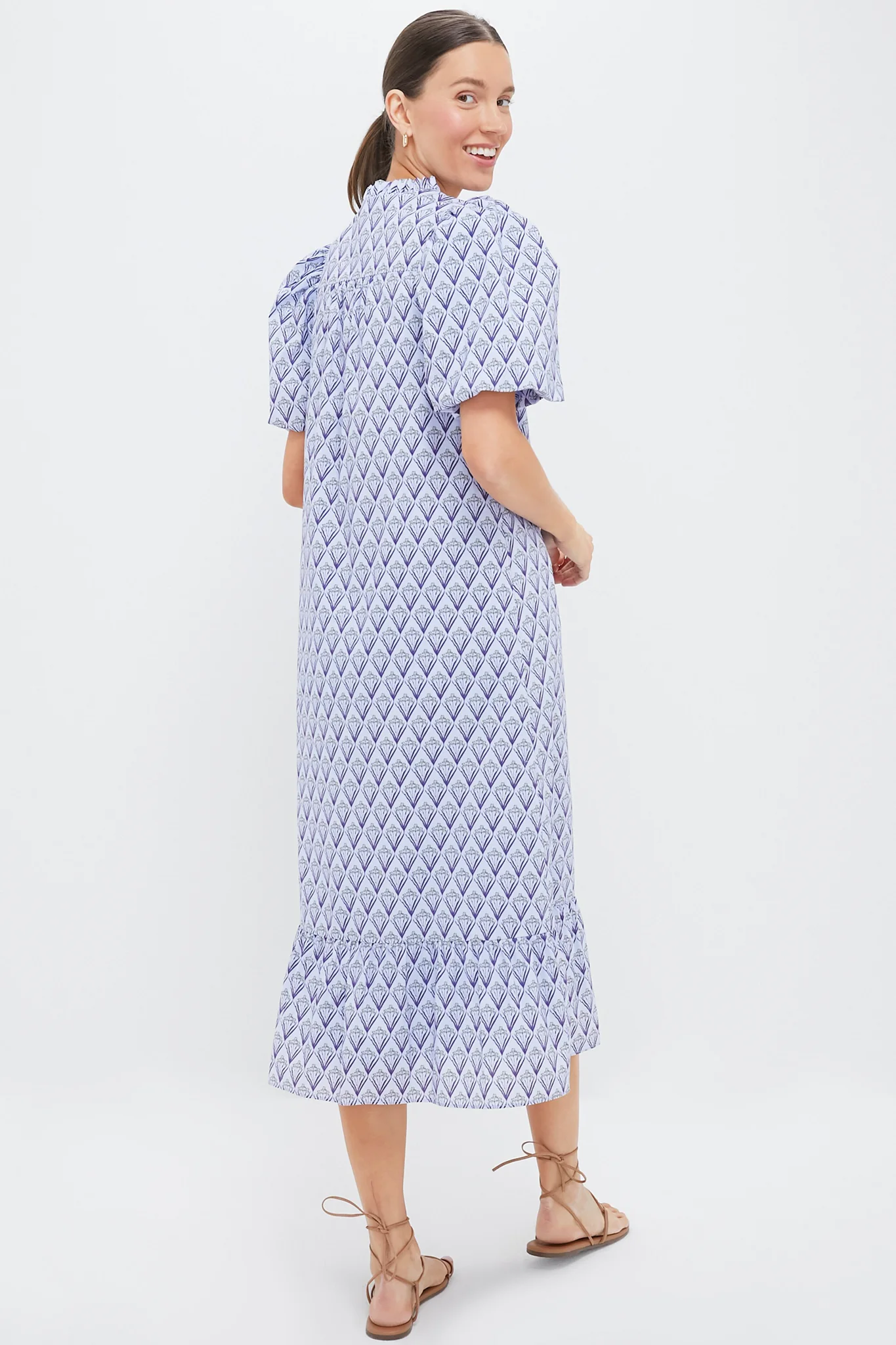 Periwinkle Trellis Floral Mimi Midi Dress - Image 4